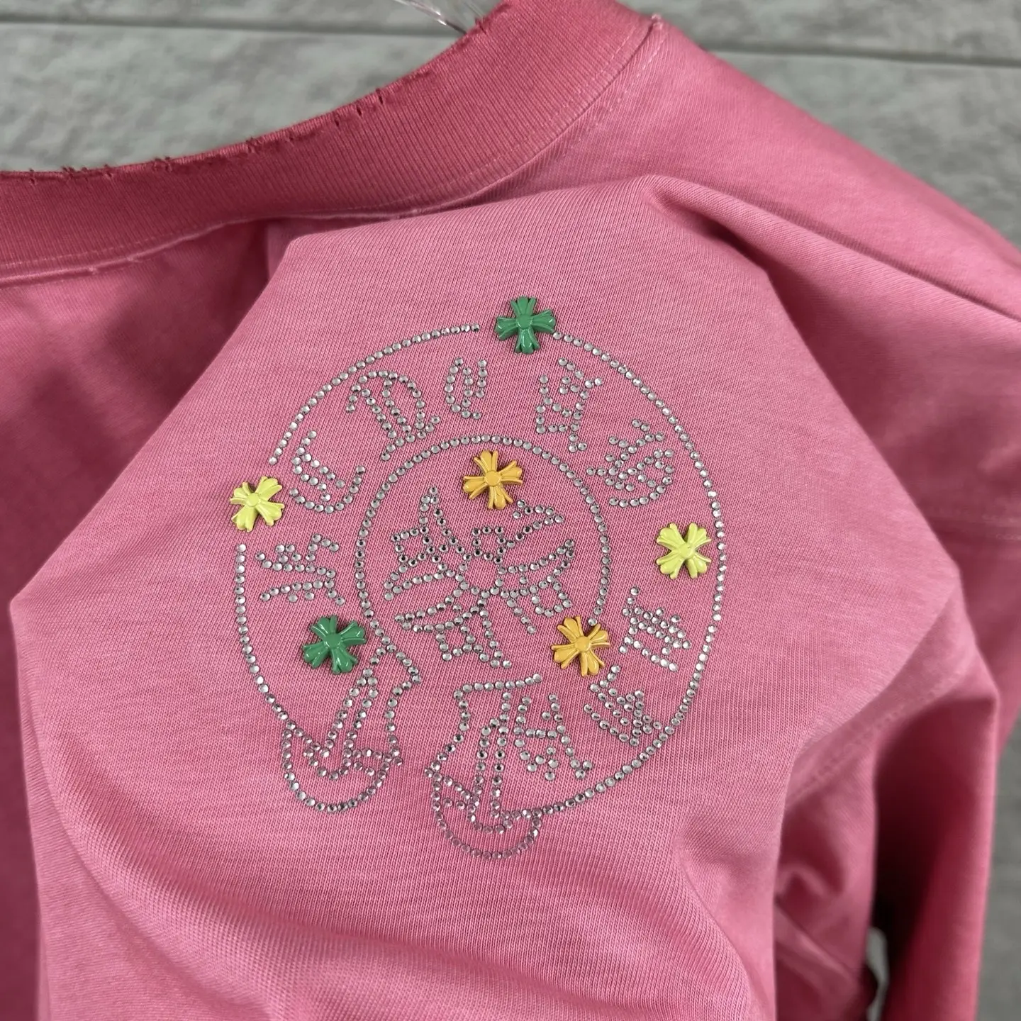 Chrome Hearts Distressed Rhinestone Cross T-Shirt D15019736 — view 3