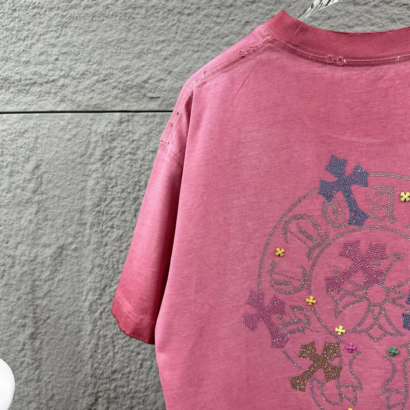 Chrome Hearts Distressed Rhinestone Cross T-Shirt D15019736 — view 5
