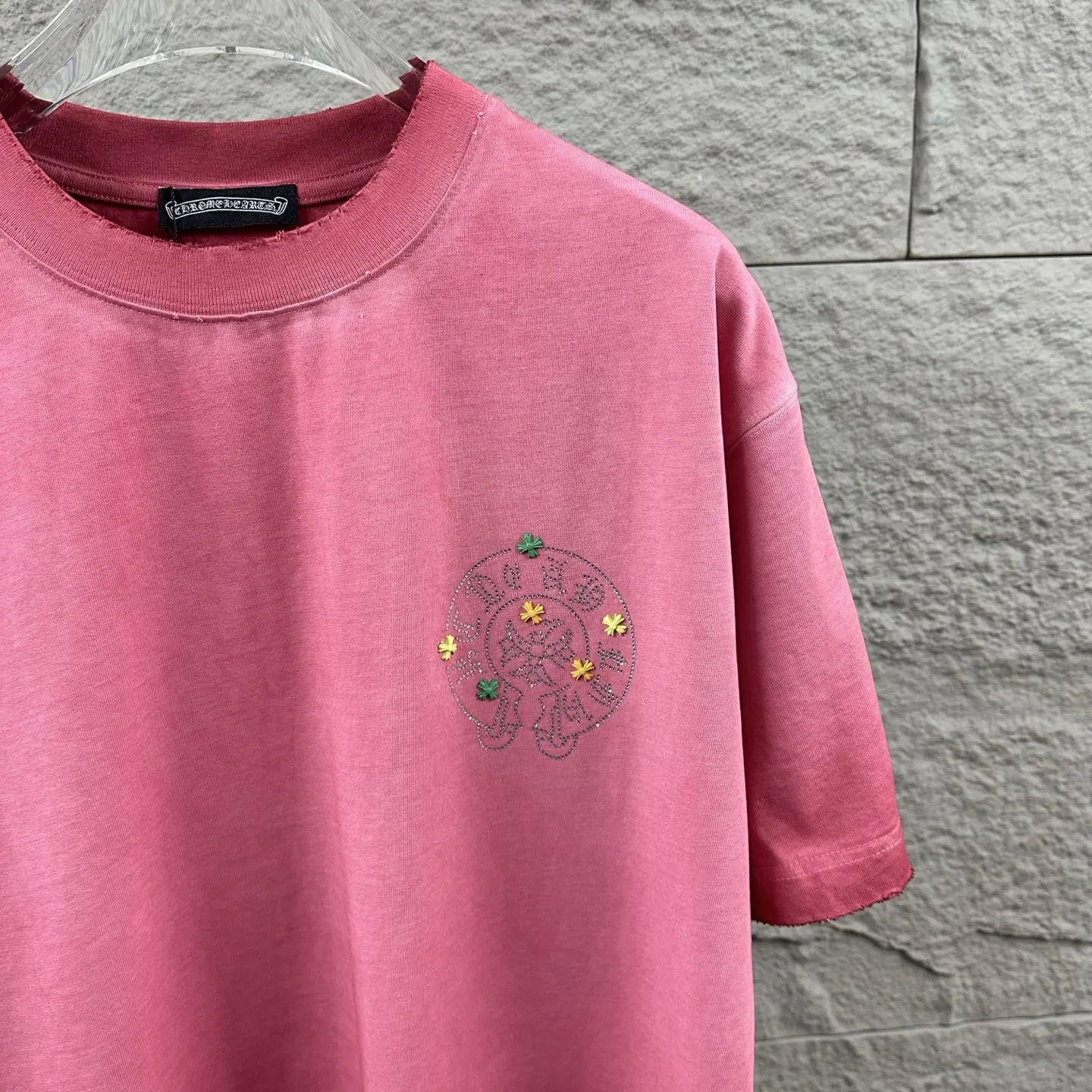 Chrome Hearts Distressed Rhinestone Cross T-Shirt D15019736 — view 9