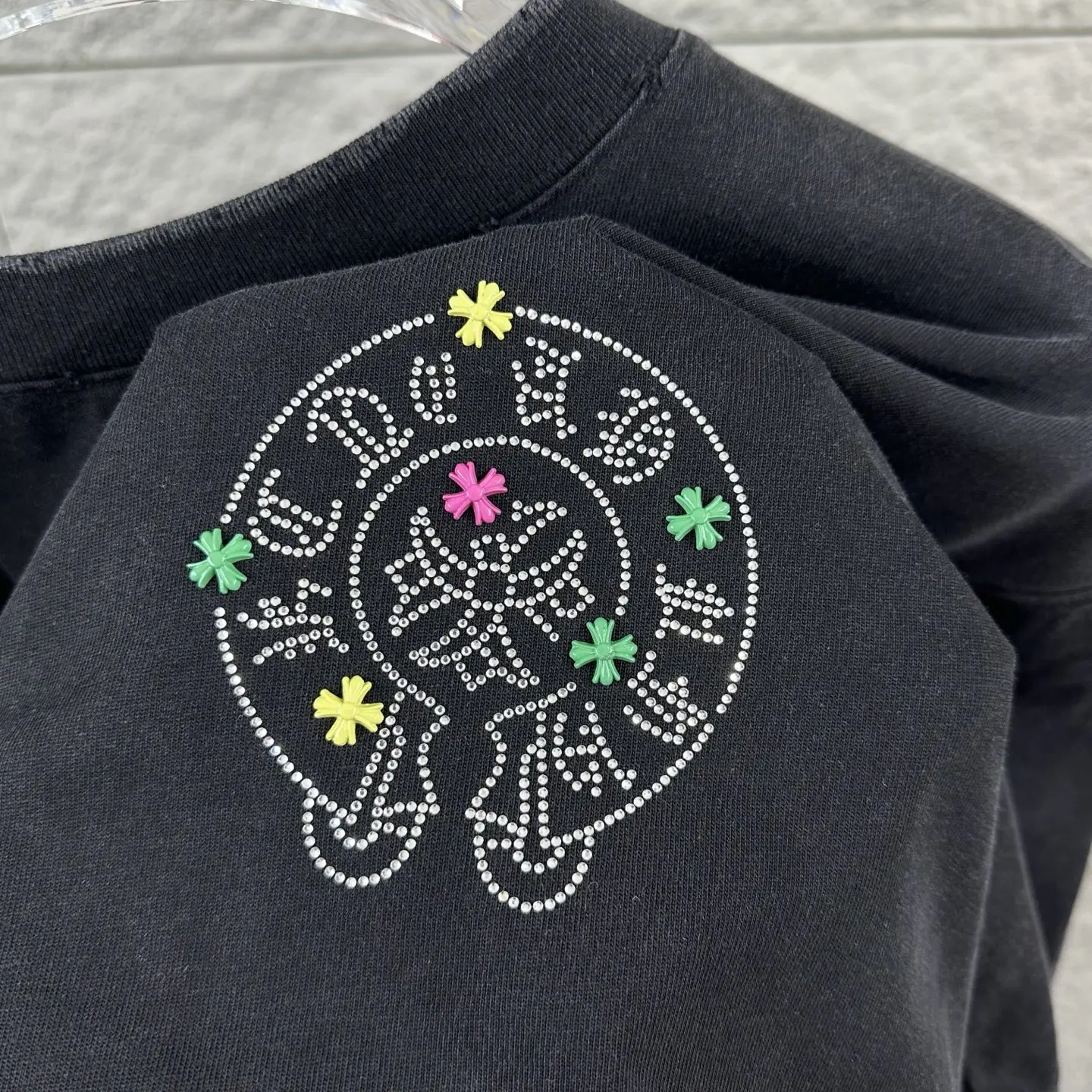 Rhinestone Logo Distressed Cotton T-Shirt D15019735 — view 4