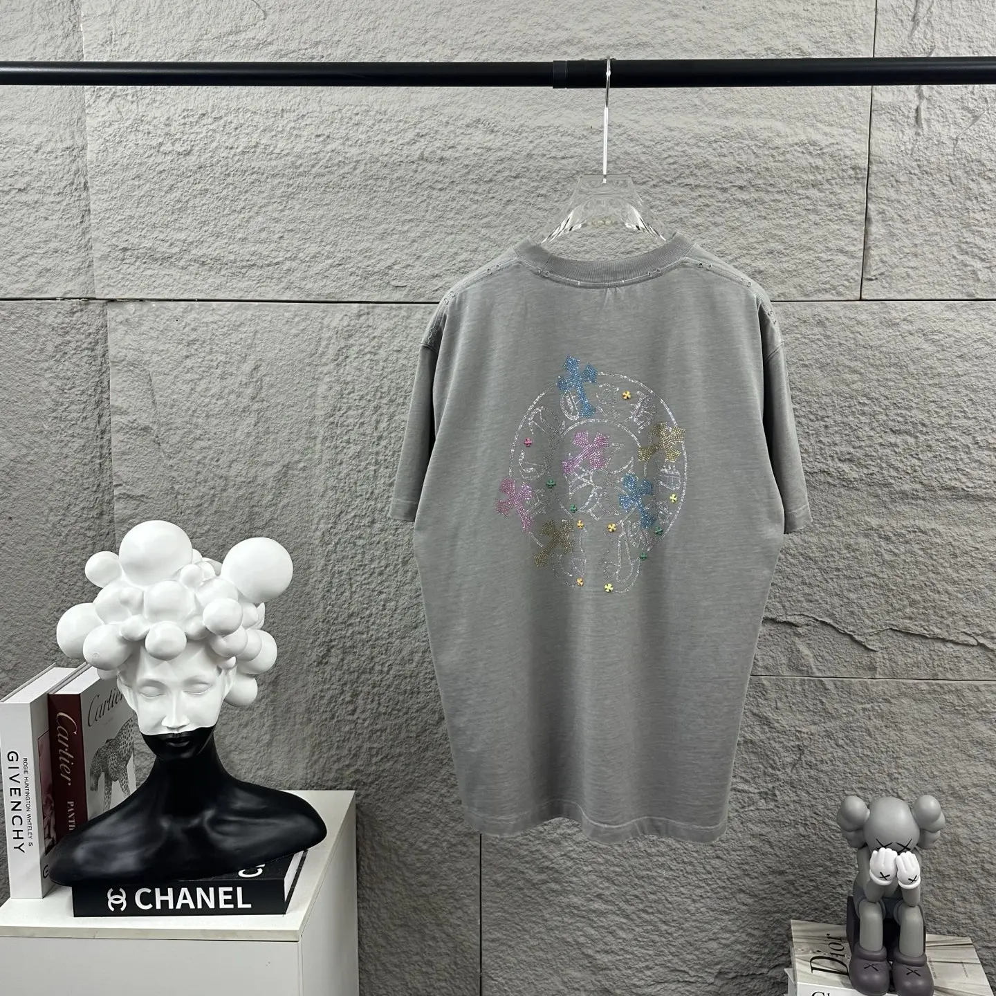 Chrome Hearts Rhinestone Cross Distressed T-Shirt D15019737
