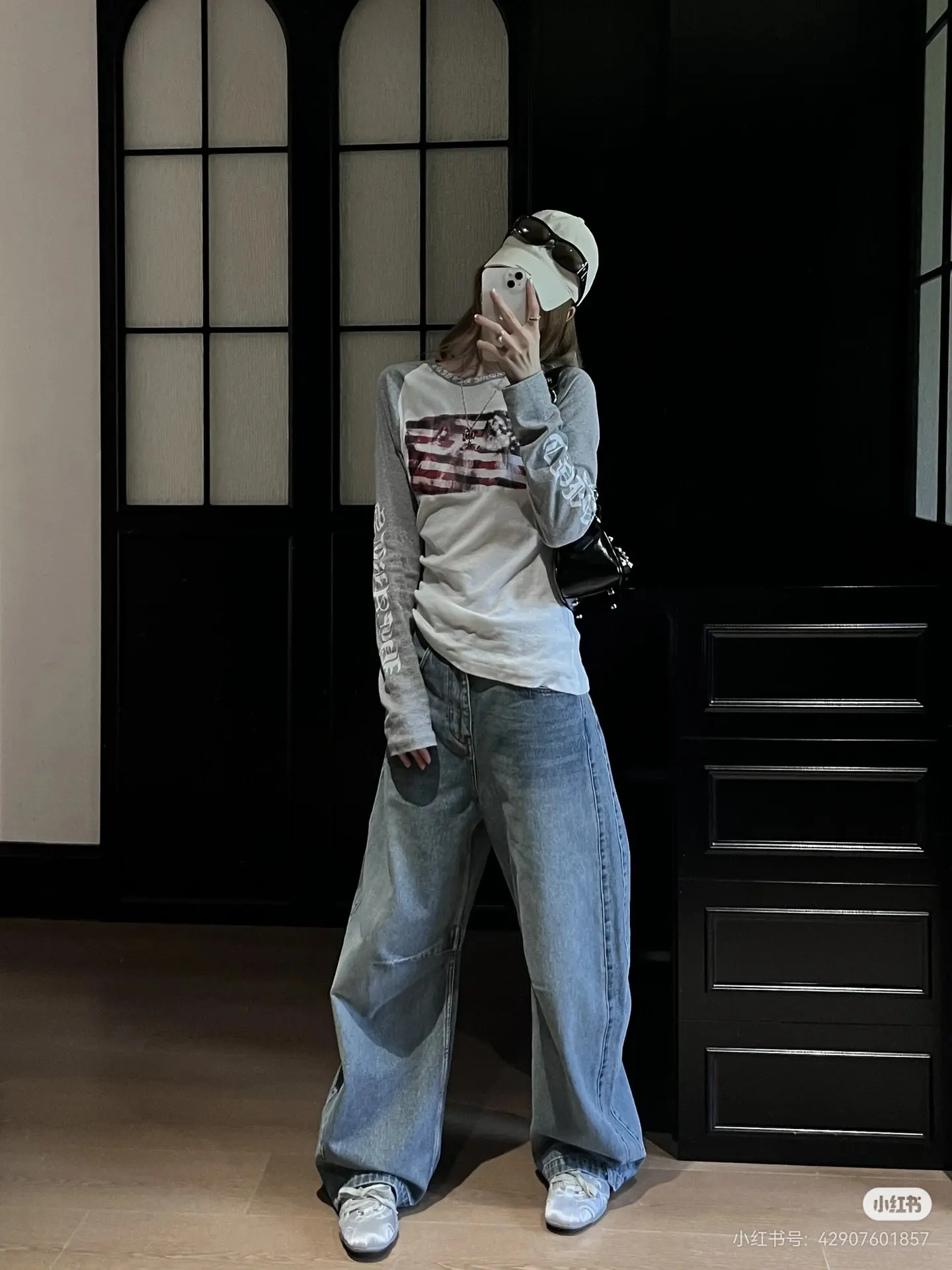 American Flag Print Raglan Long-Sleeve T-Shirt D15523764 — view 3