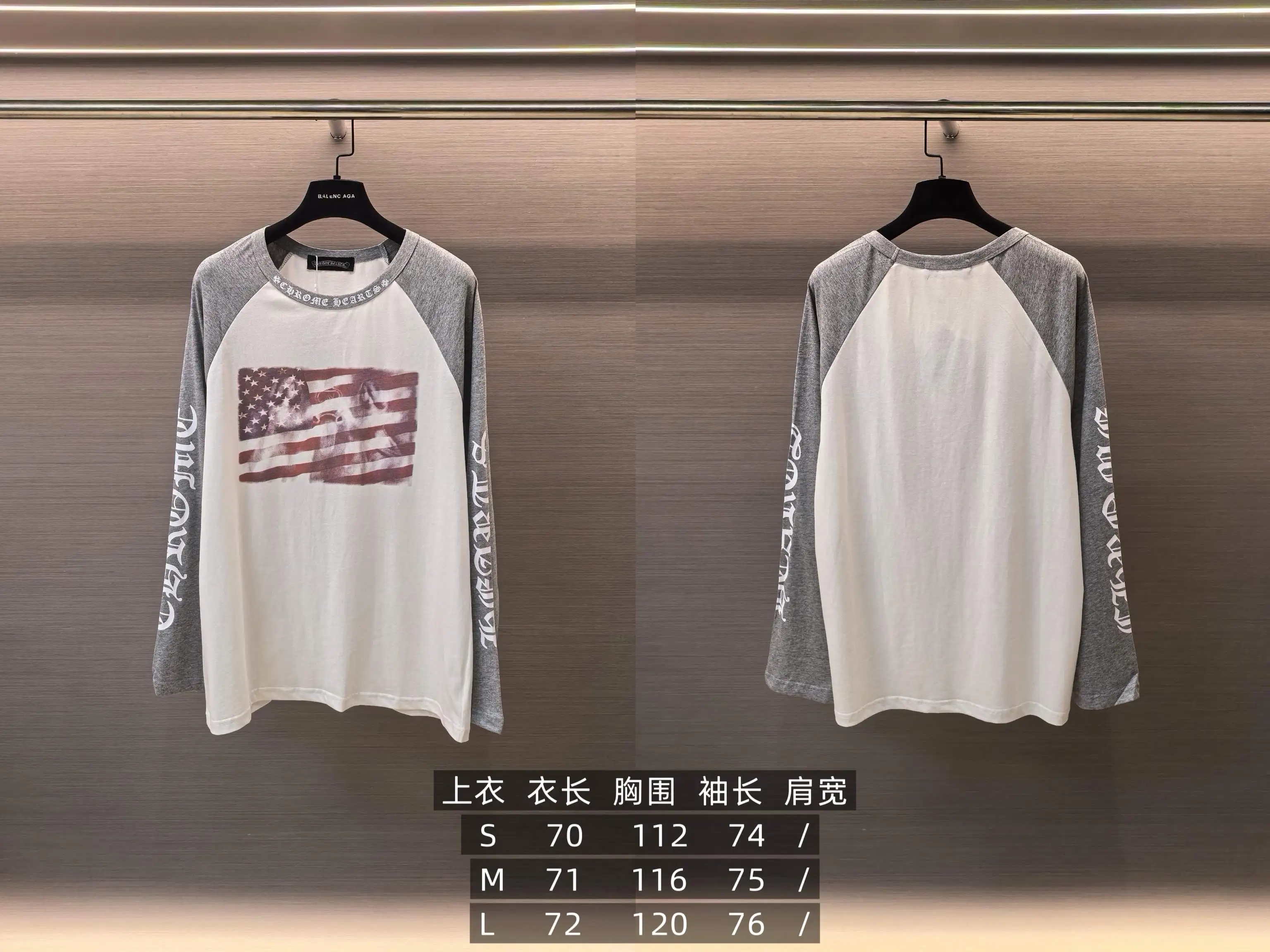 Chrome Hearts American Flag Raglan Long-Sleeve T-Shirt D15523765 — view 9