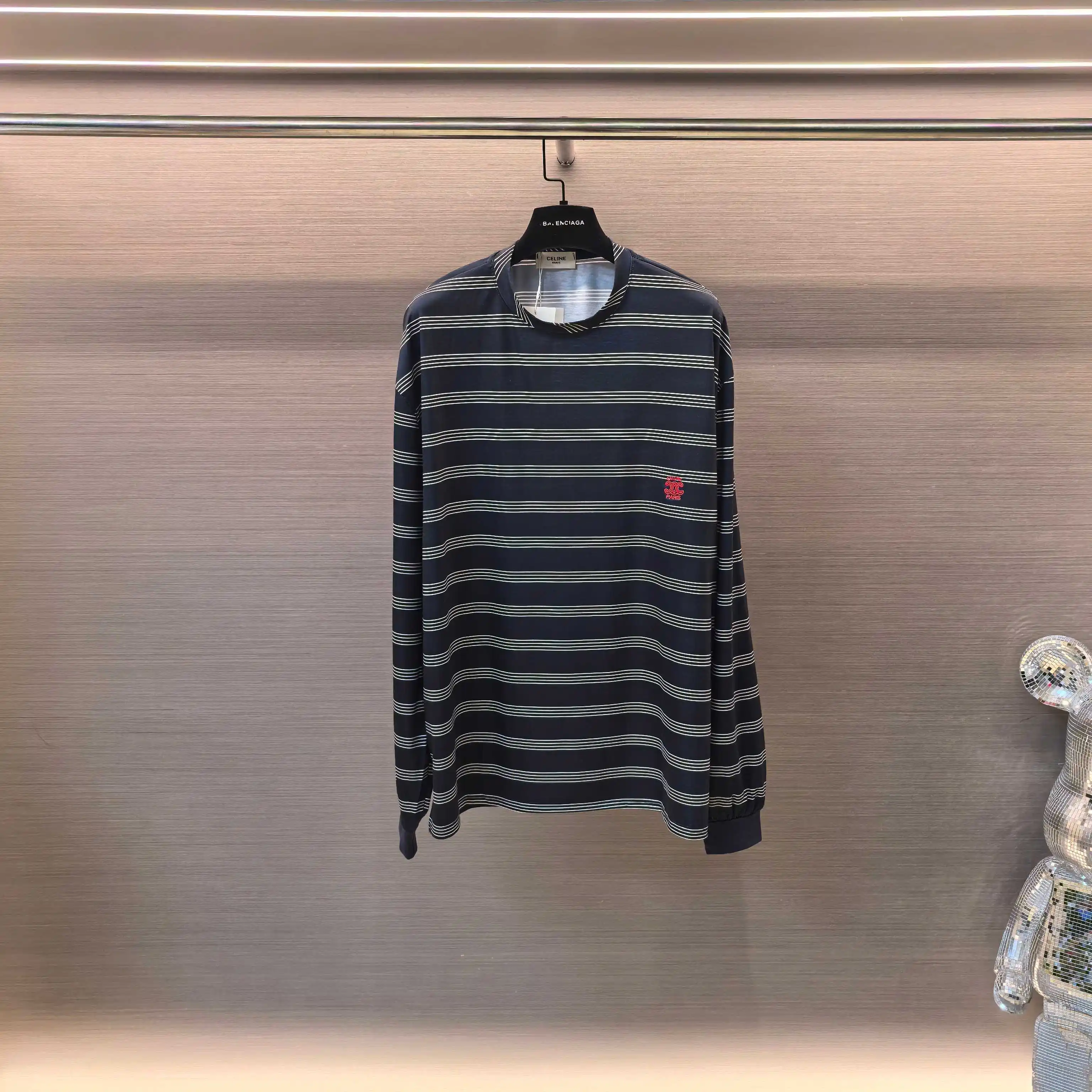 Triomphe Embroidered Striped Long-Sleeve T-Shirt D15523690