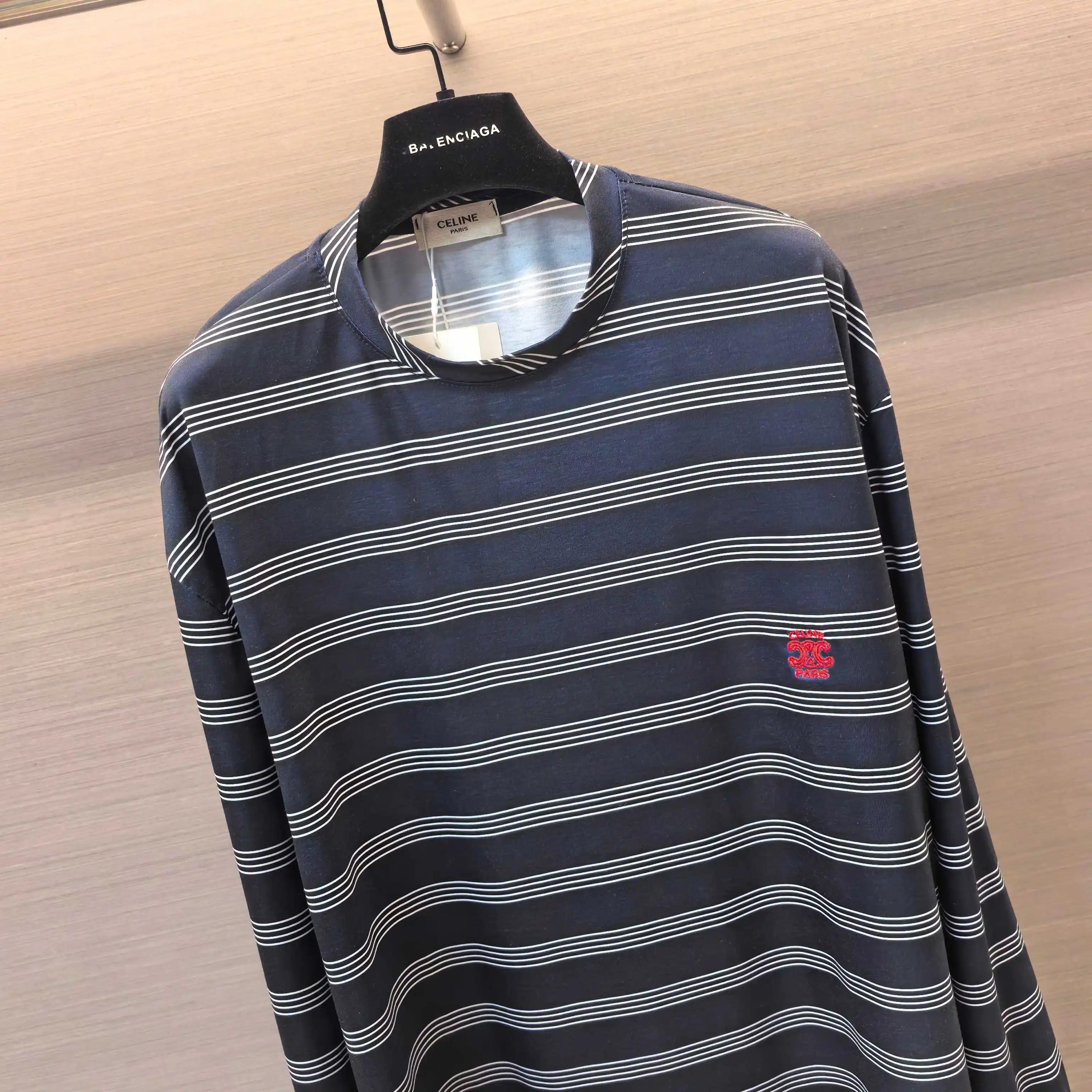 Triomphe Embroidered Striped Long-Sleeve T-Shirt D15523690 — view 7