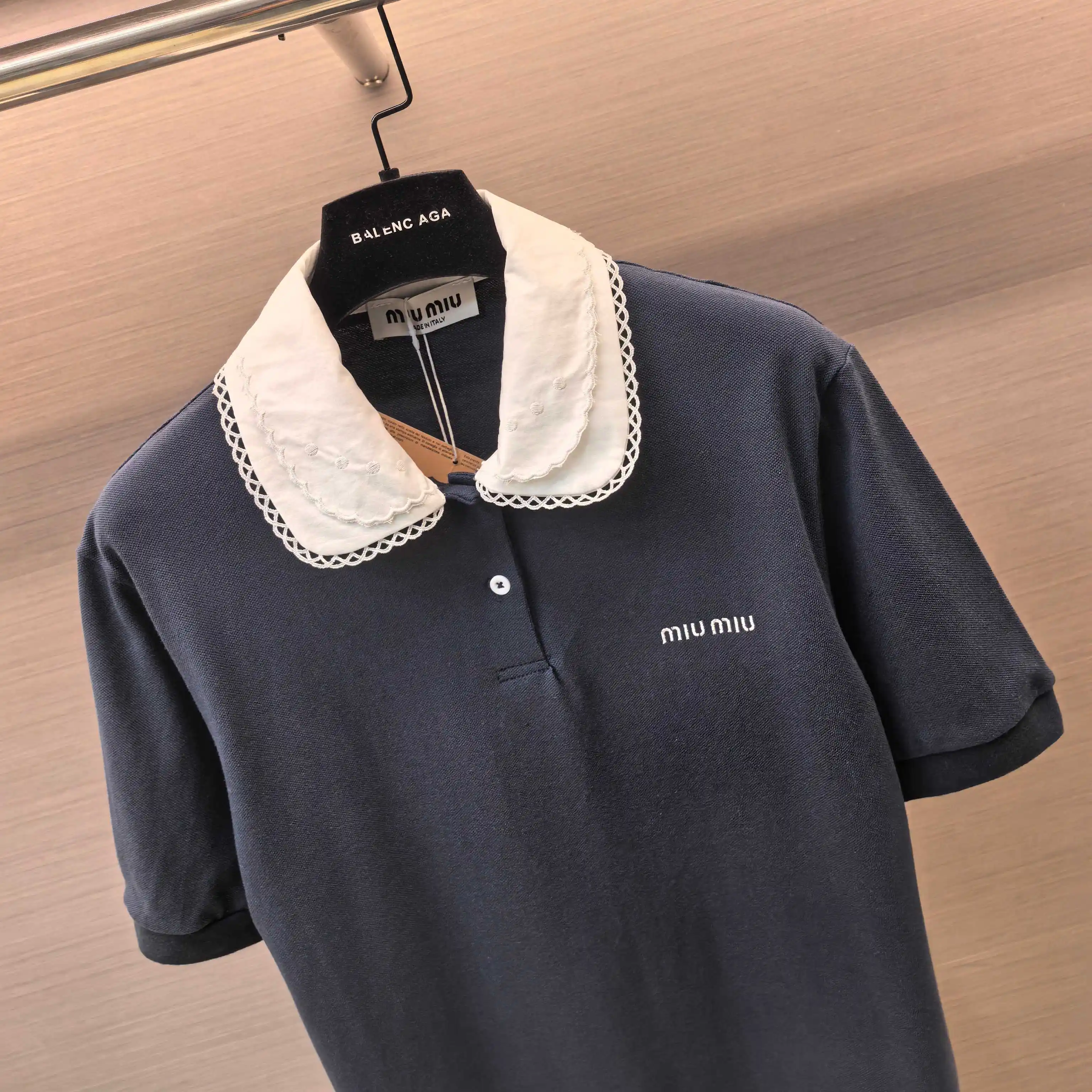 Lace Peter Pan Collar Embroidered Polo Shirt D15523648 — view 3