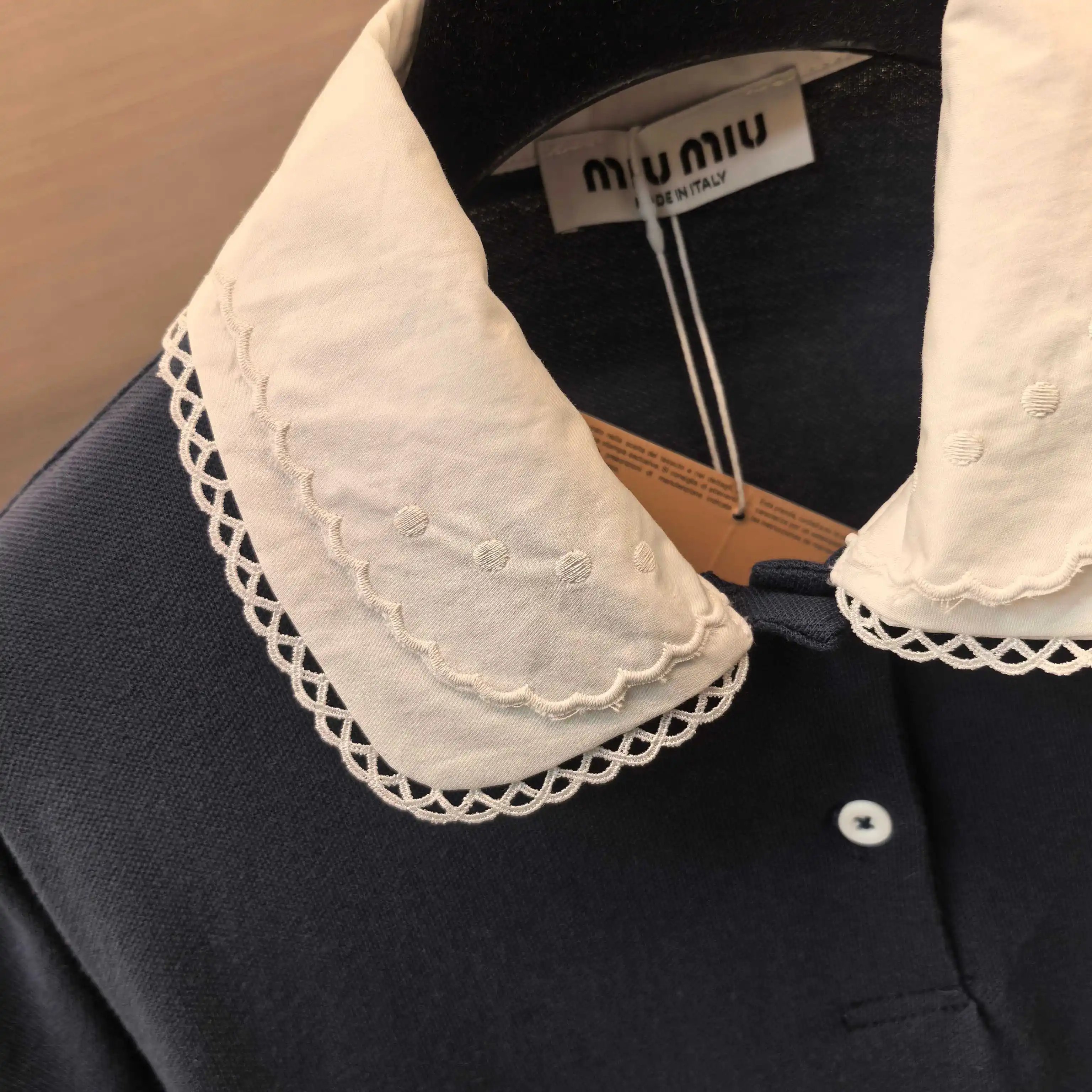 Lace Peter Pan Collar Embroidered Polo Shirt D15523648 — view 5