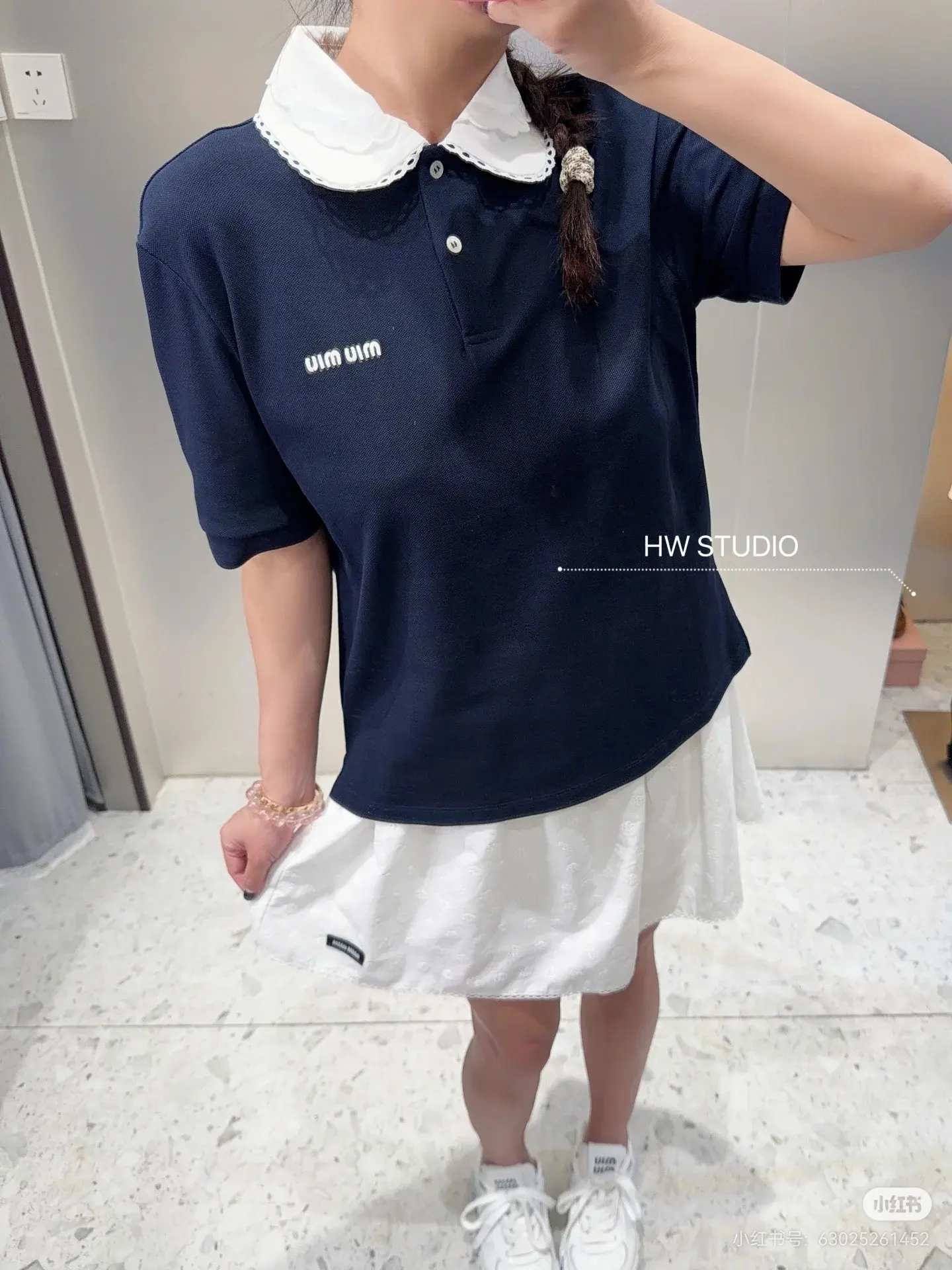 Lace Peter Pan Collar Embroidered Polo Shirt D15523647 — view 8