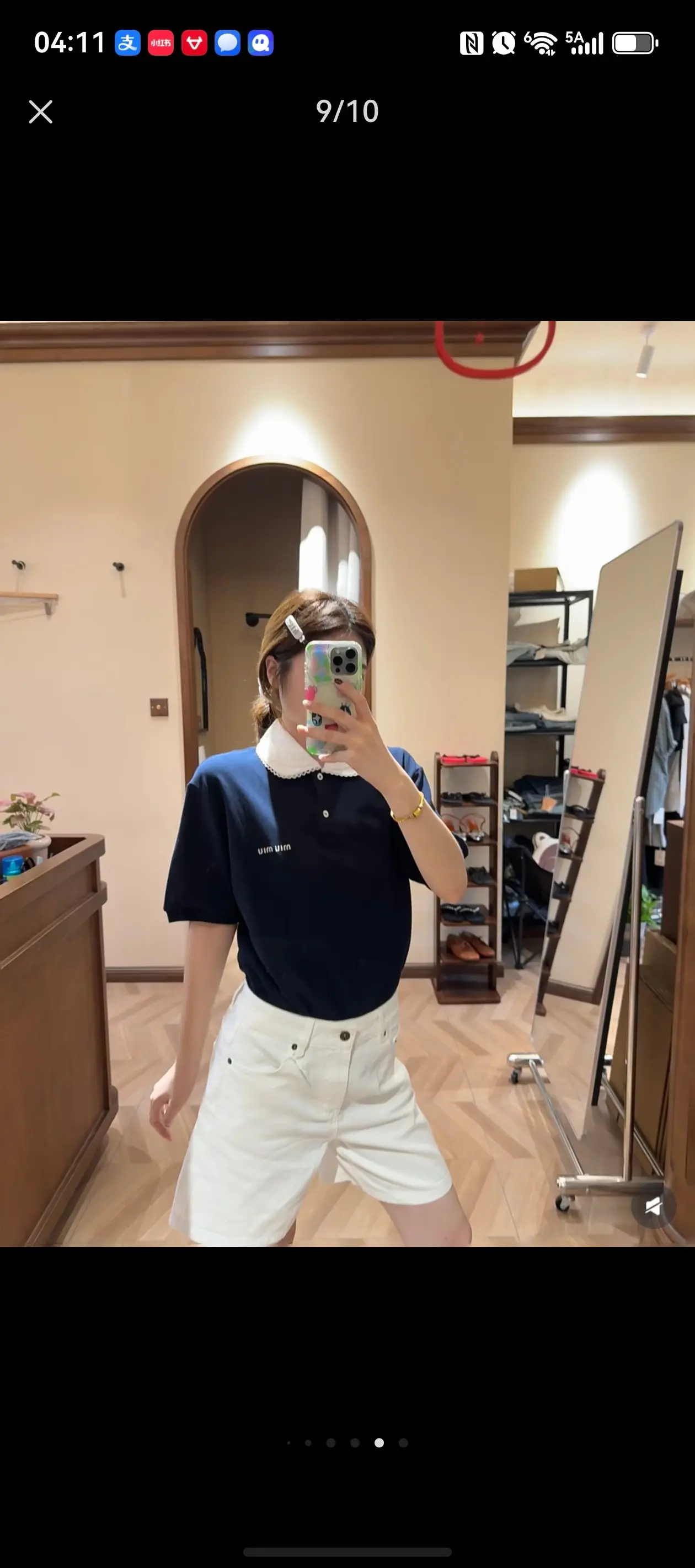 Lace Peter Pan Collar Embroidered Polo Shirt D15523647 — view 9