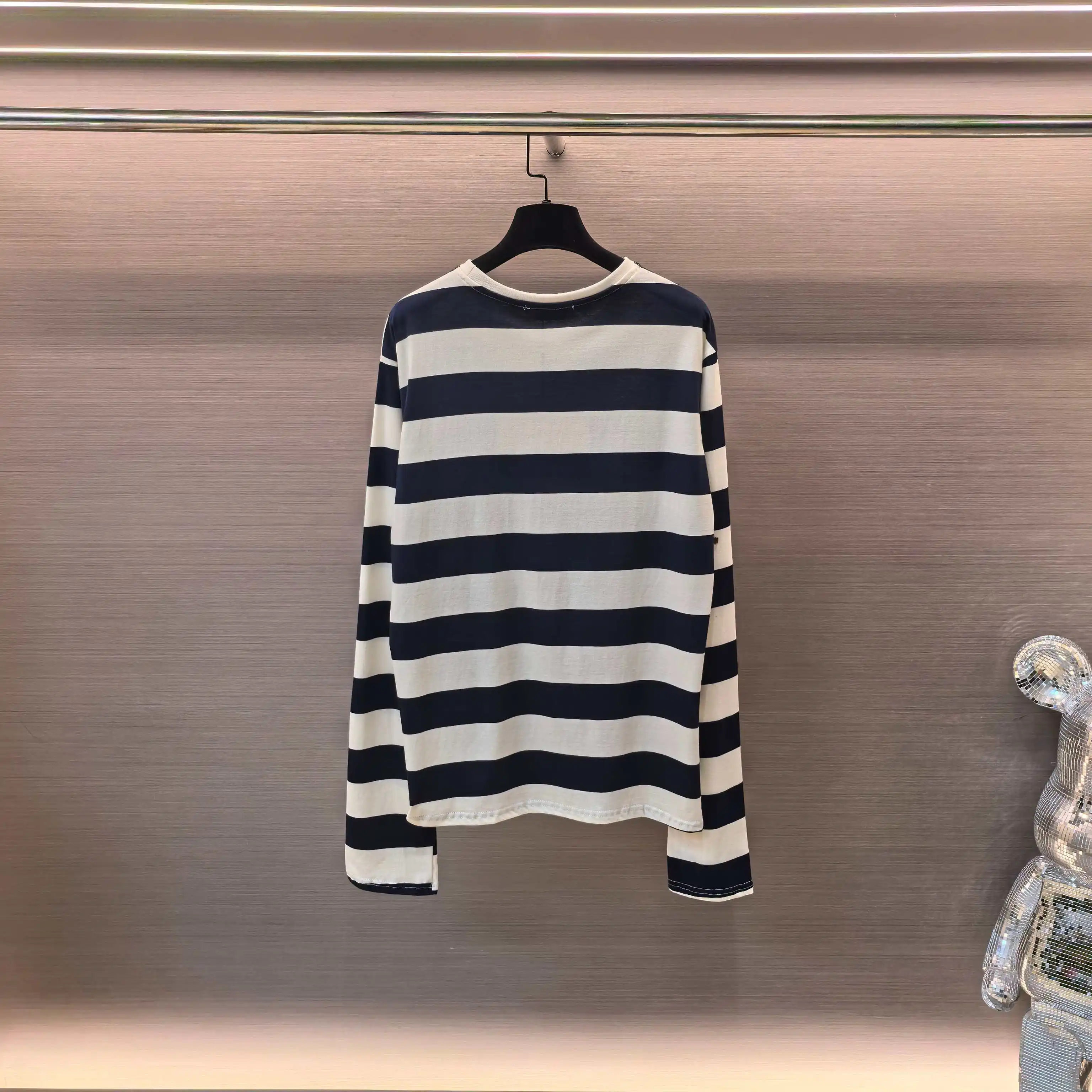 Striped Long-Sleeve Cotton T-Shirt D15523767 — view 2
