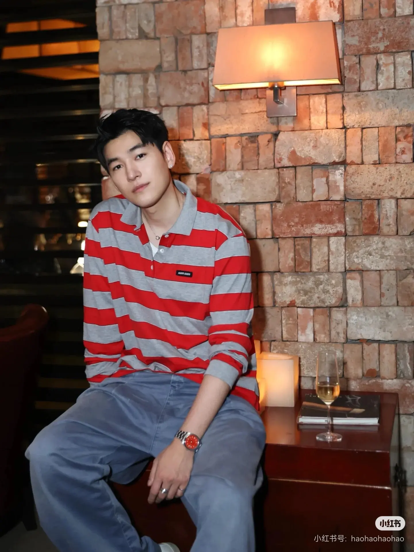 Striped Long-Sleeve Polo Shirt D16523812