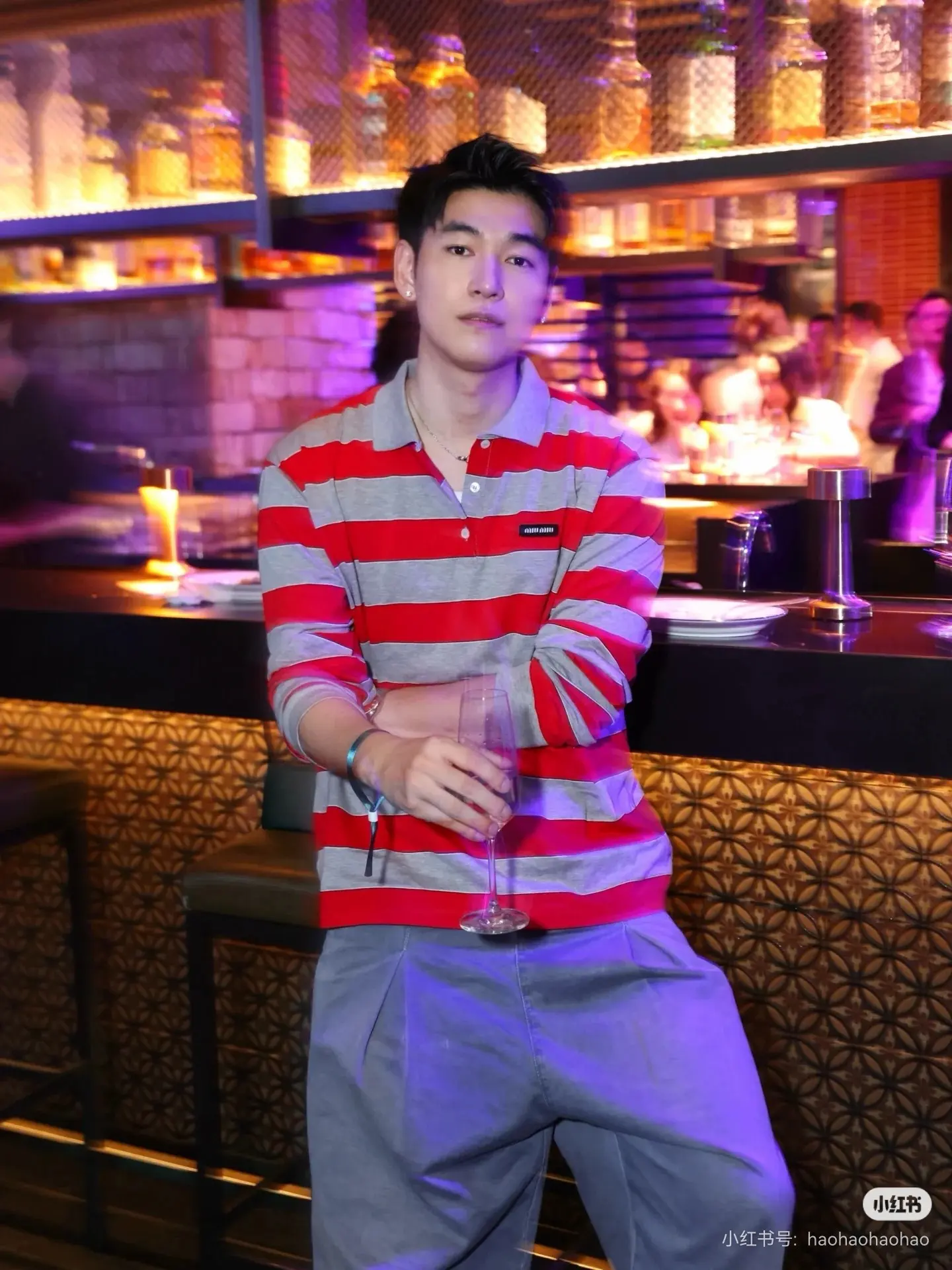 Striped Long-Sleeve Polo Shirt D16523812 — view 2