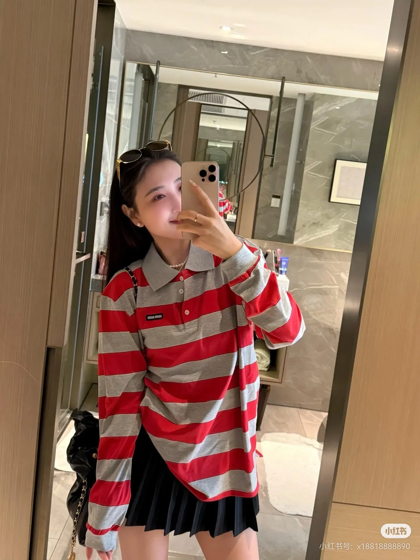 Striped Long-Sleeve Polo Shirt D16523813 — view 5