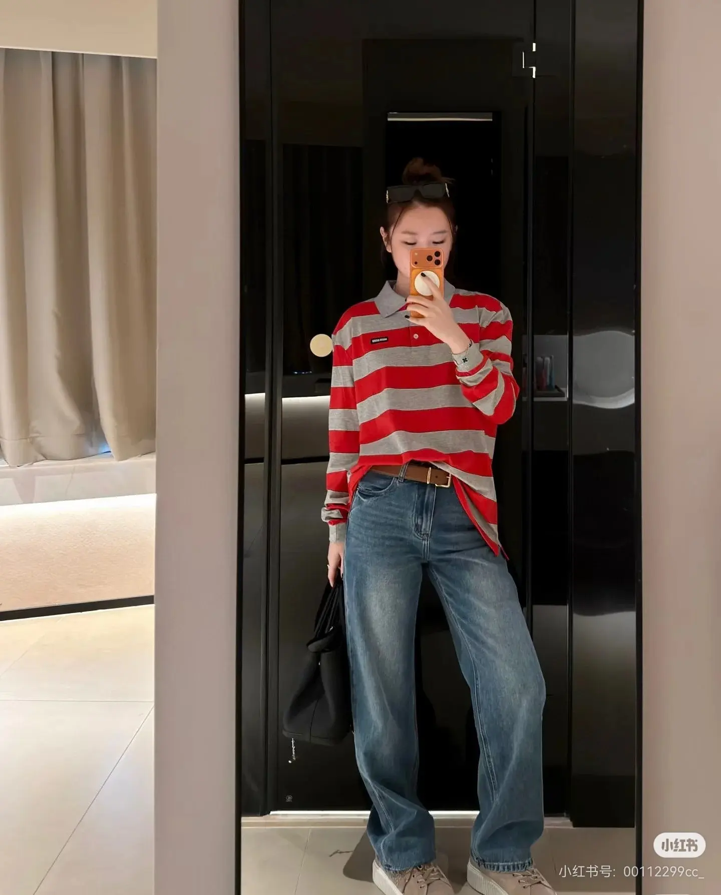 Striped Long-Sleeve Polo Shirt D16523813 — view 9