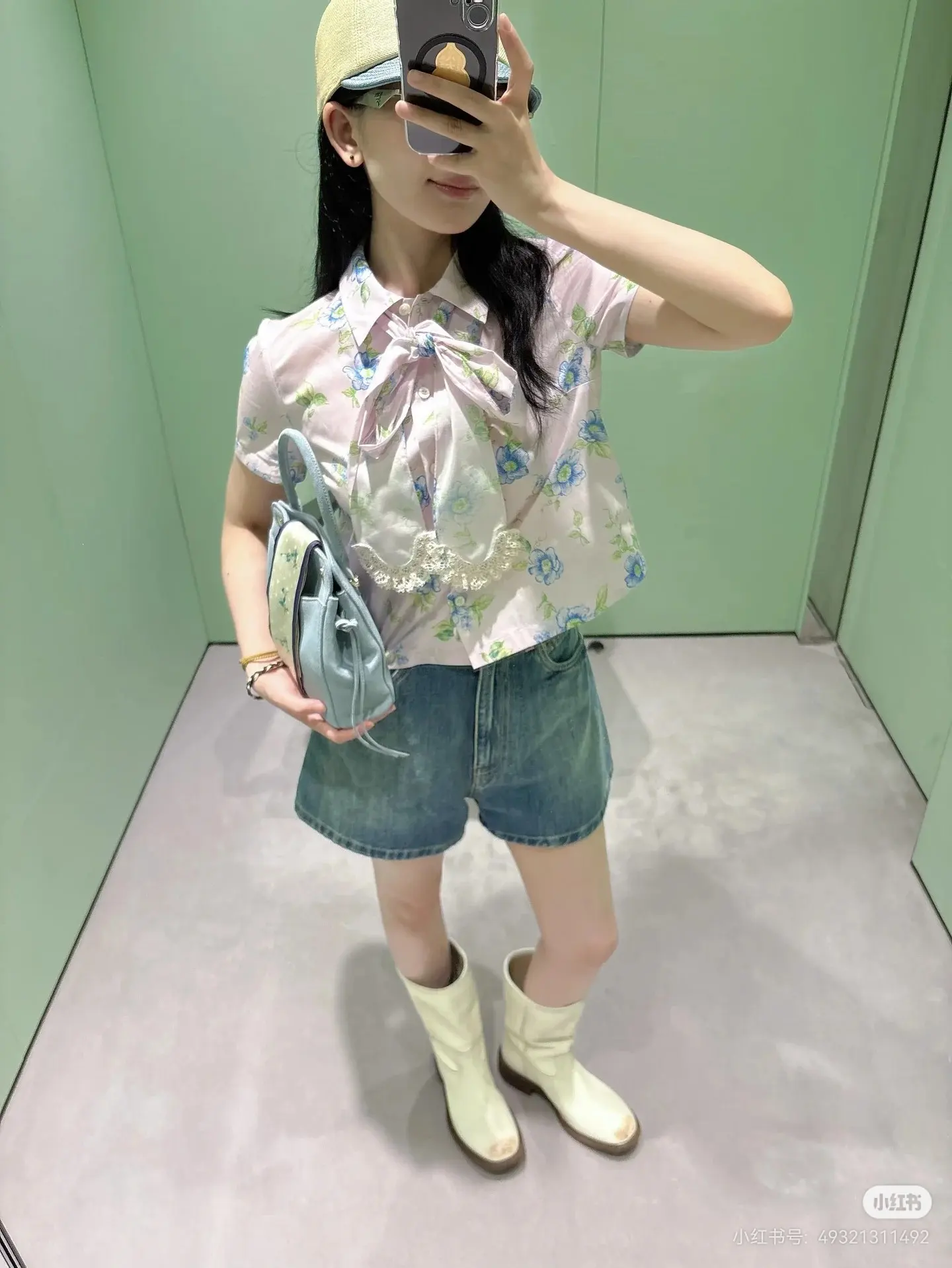 Prada Floral Print Lace-Trim Short-Sleeve Shirt D16523806 — view 5