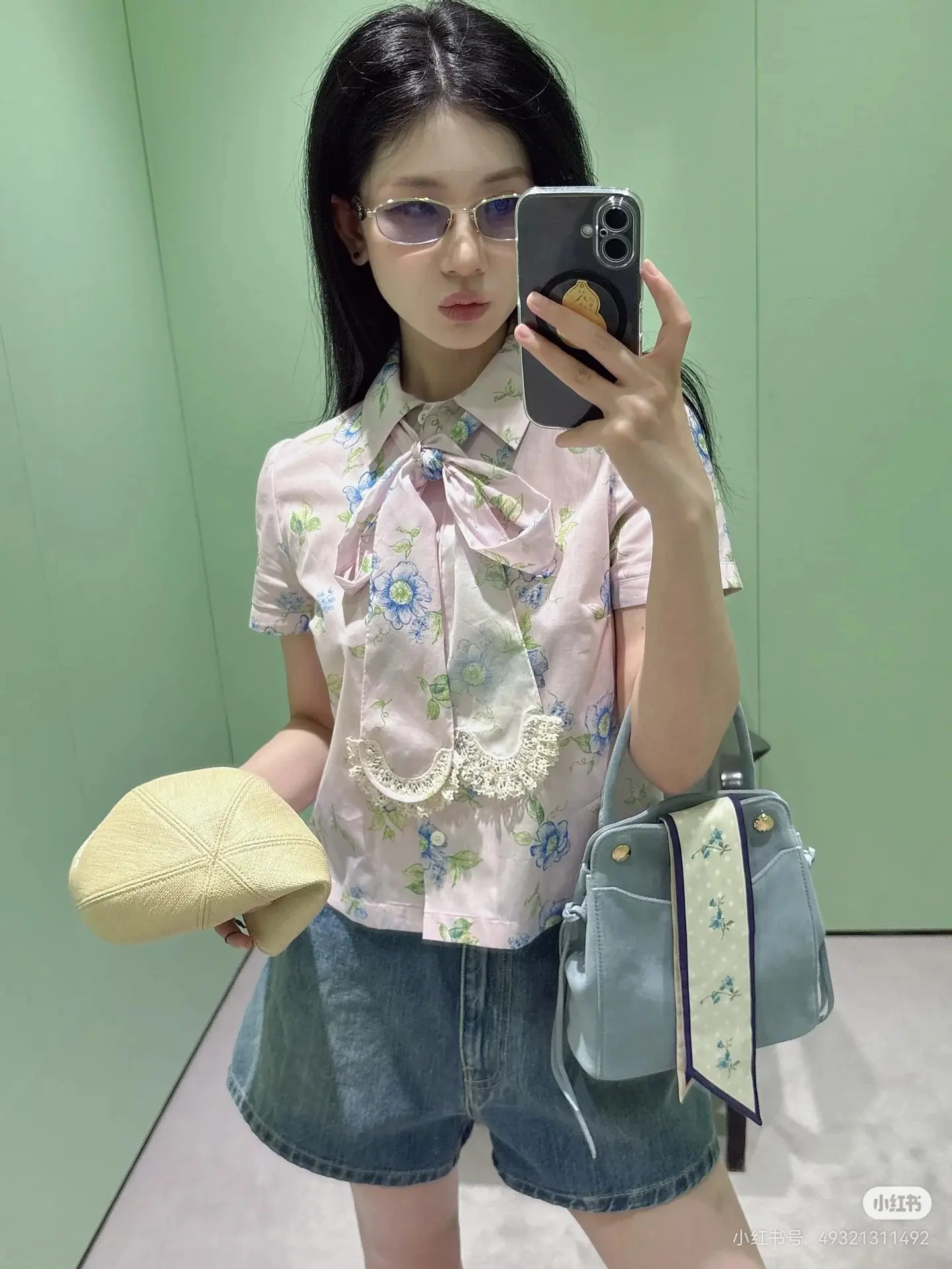 Prada Floral Print Lace-Trim Short-Sleeve Shirt D16523806 — view 6