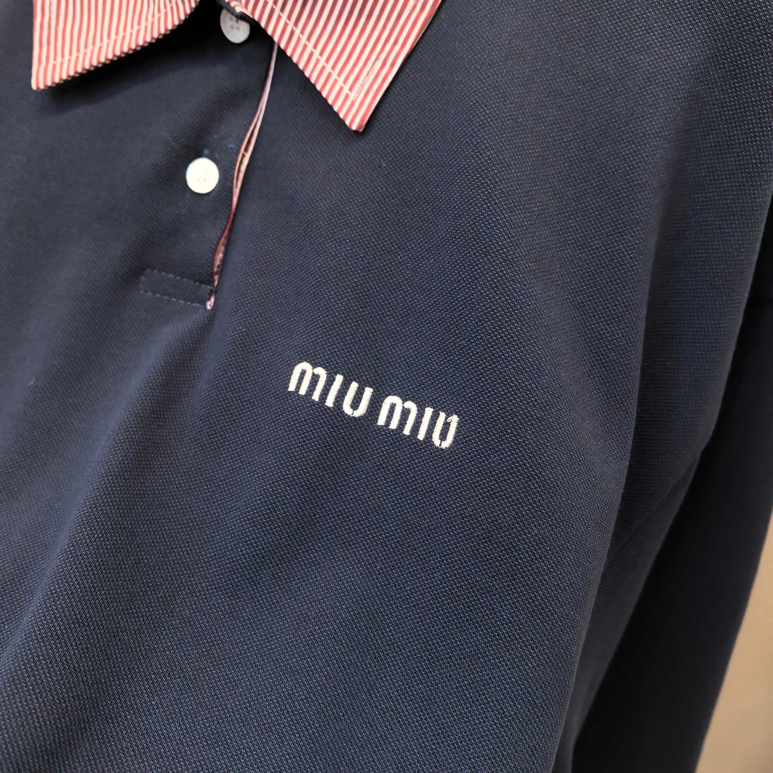 Contrast Collar Long-Sleeve Polo Shirt D17023624 — view 7