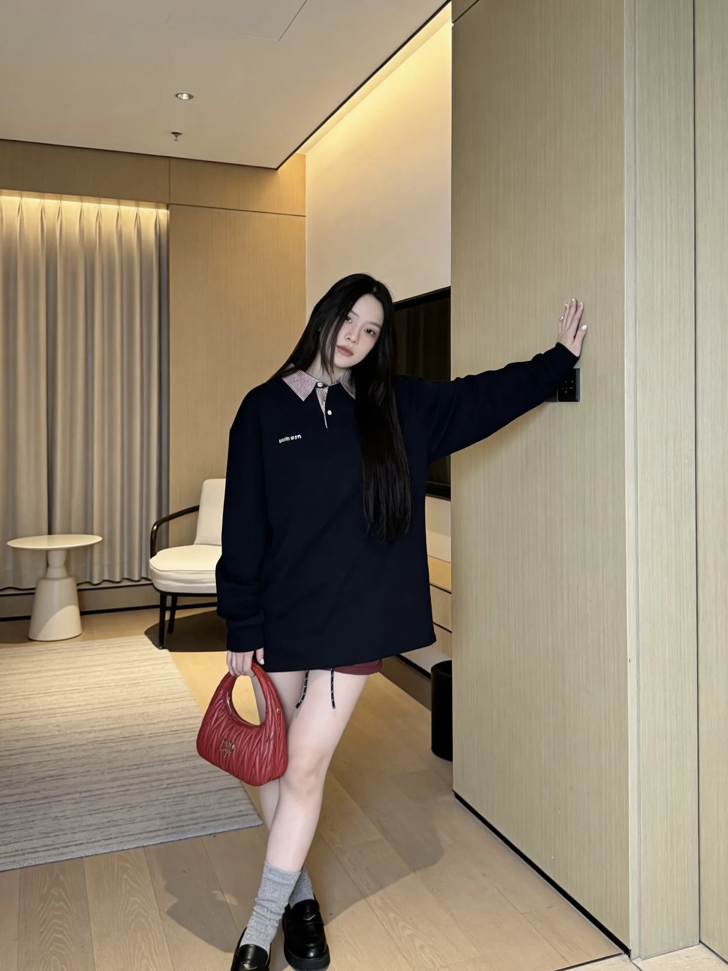 Embroidered Logo Long-Sleeve Polo Shirt D17023627 — view 2