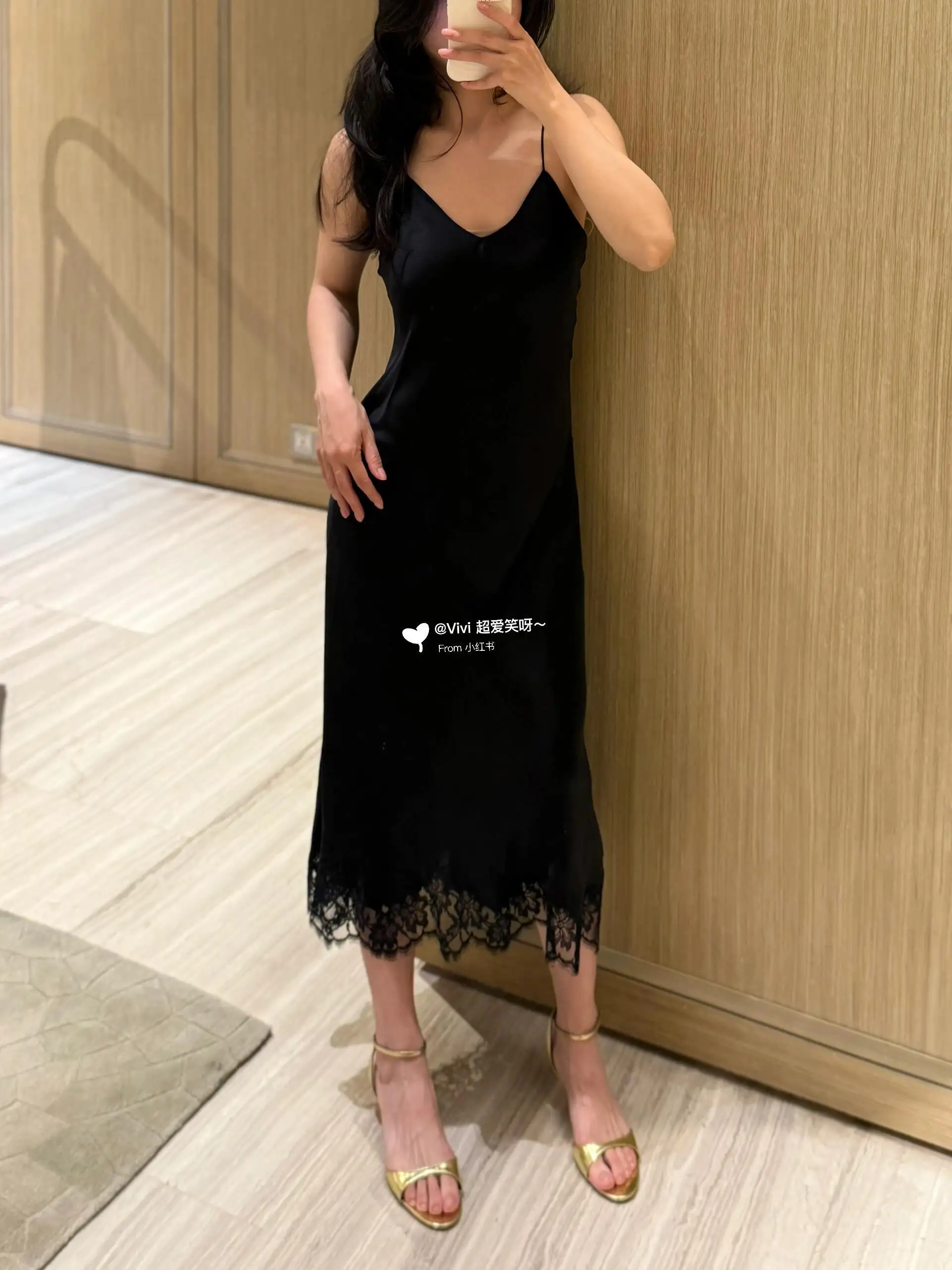 Lace-Trimmed Silk Slip Midi Dress D17023752