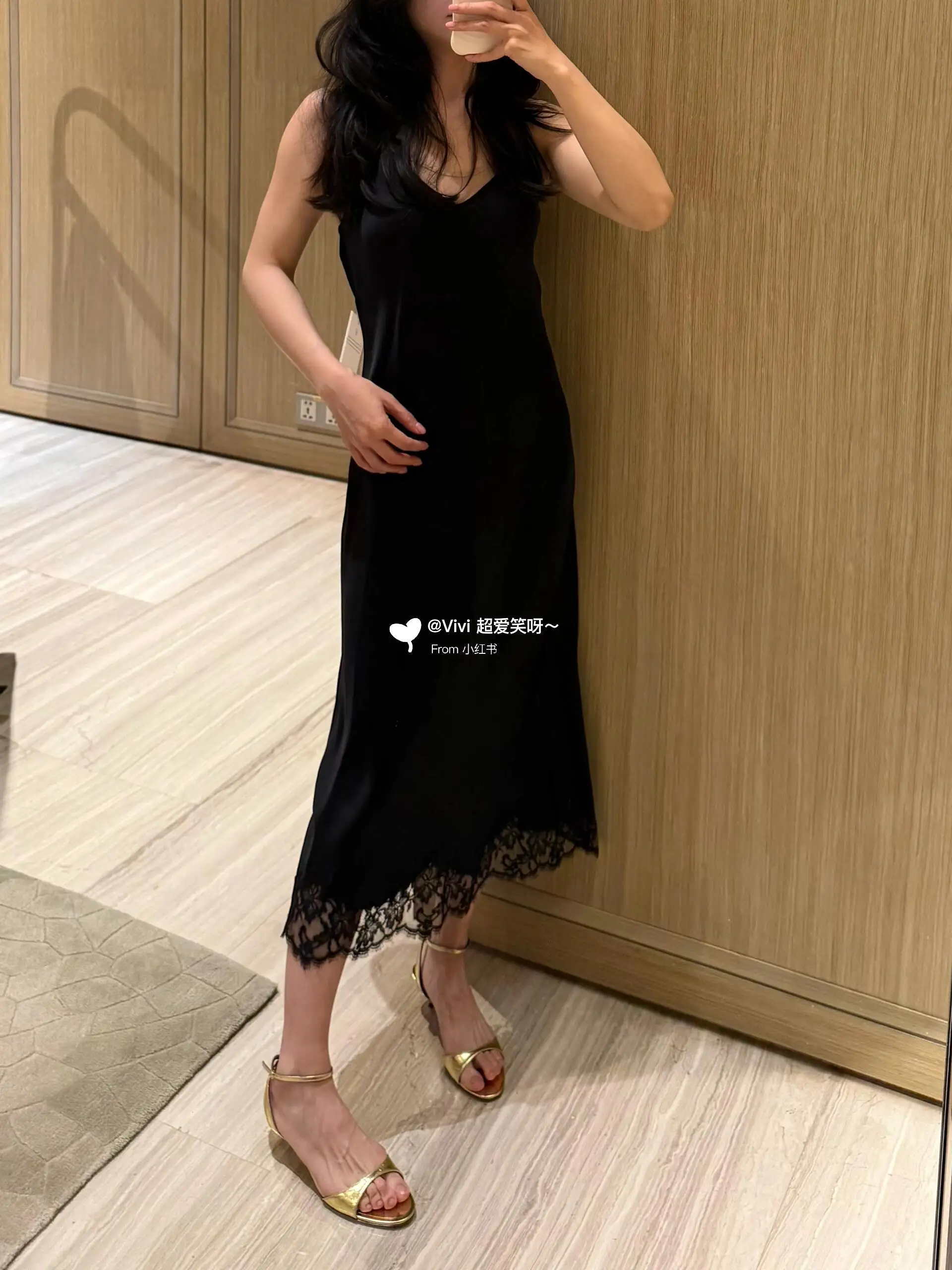 Lace-Trimmed Silk Slip Midi Dress D17023752 — view 2