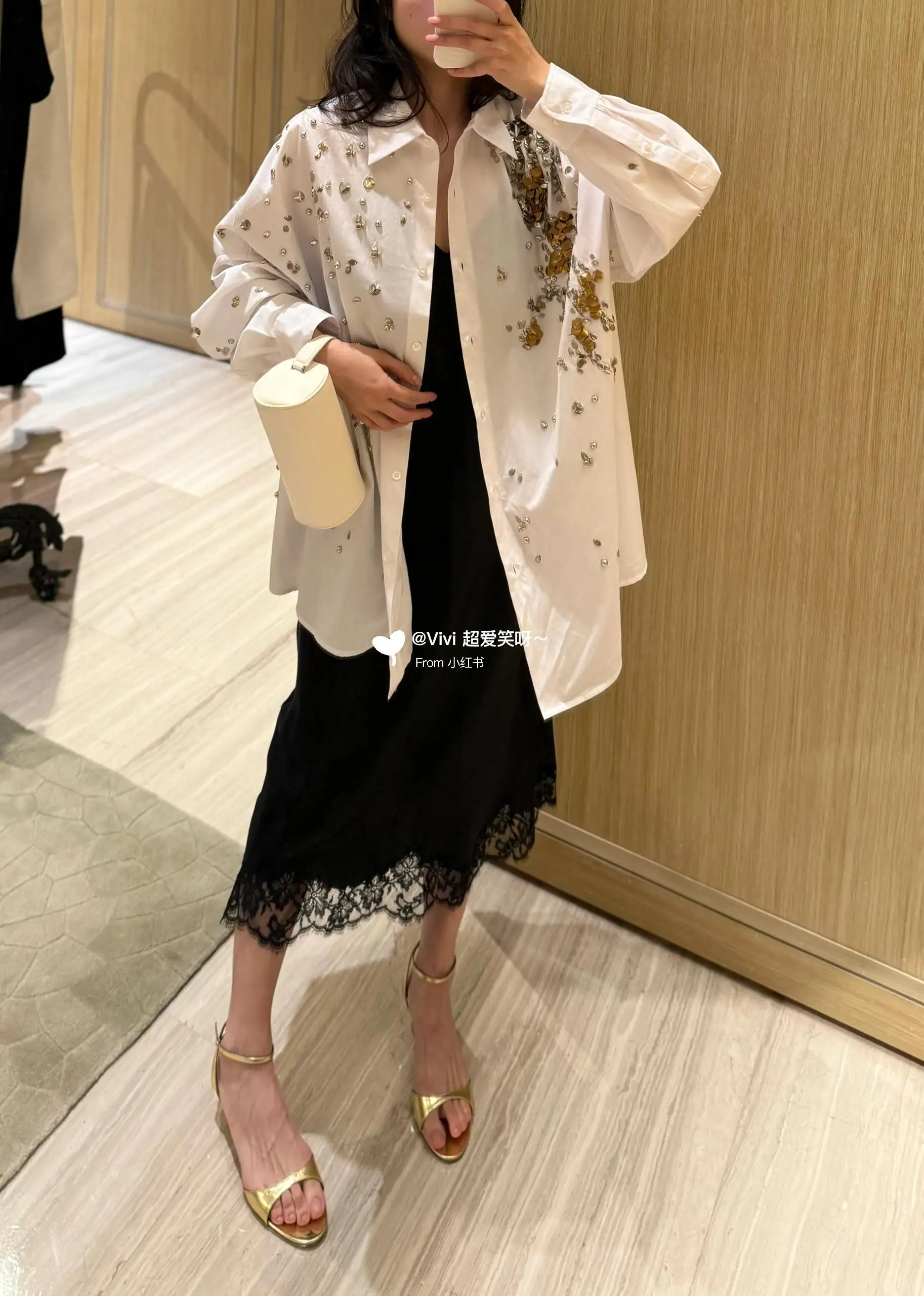 Lace-Trimmed Silk Slip Midi Dress D17023752 — view 4