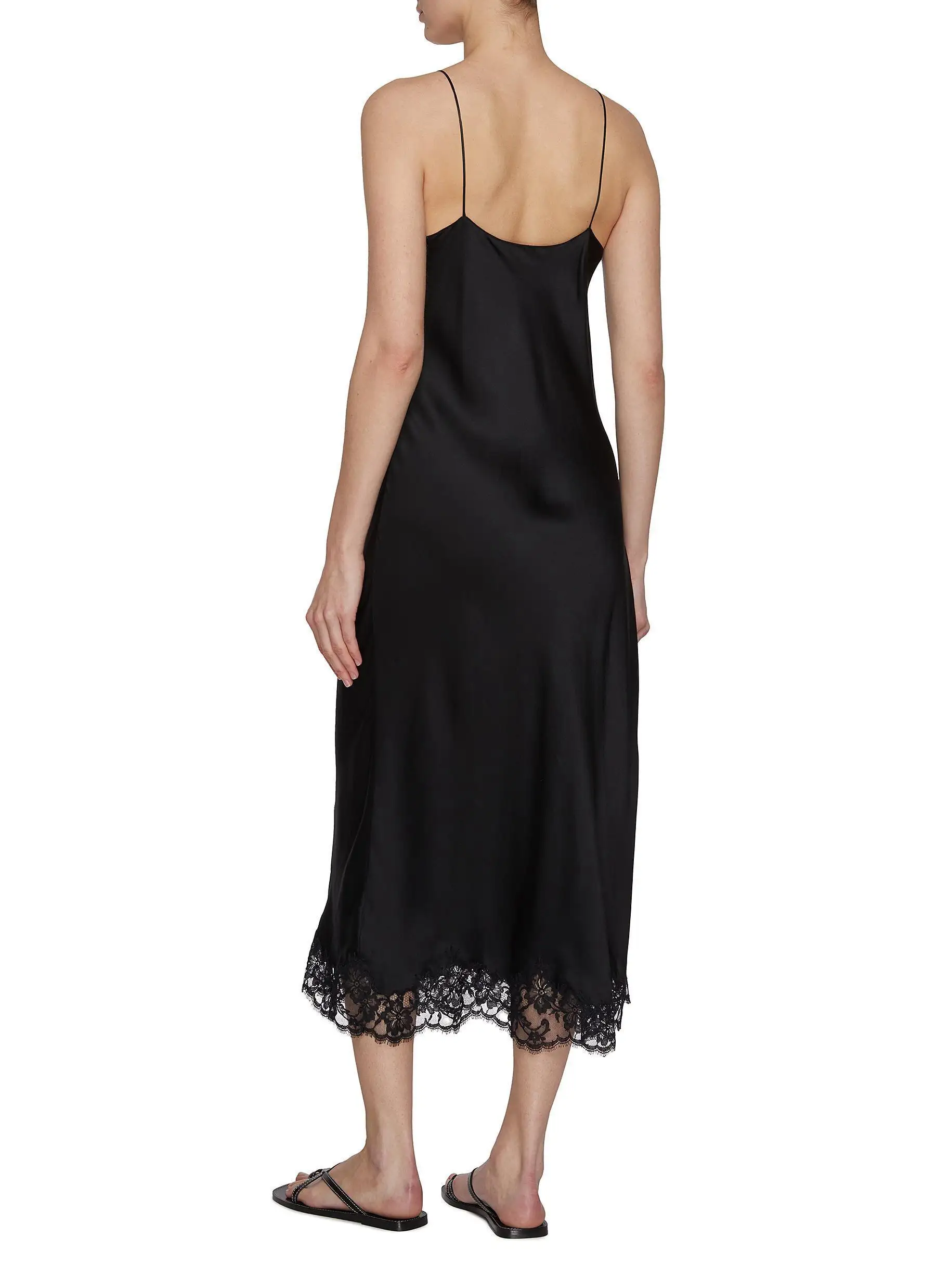 Lace-Trimmed Silk Slip Midi Dress D17023752 — view 7