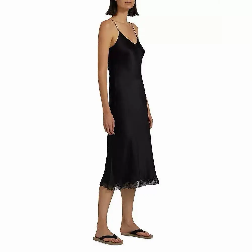 Lace-Trimmed Silk Slip Midi Dress D17023752 — view 8
