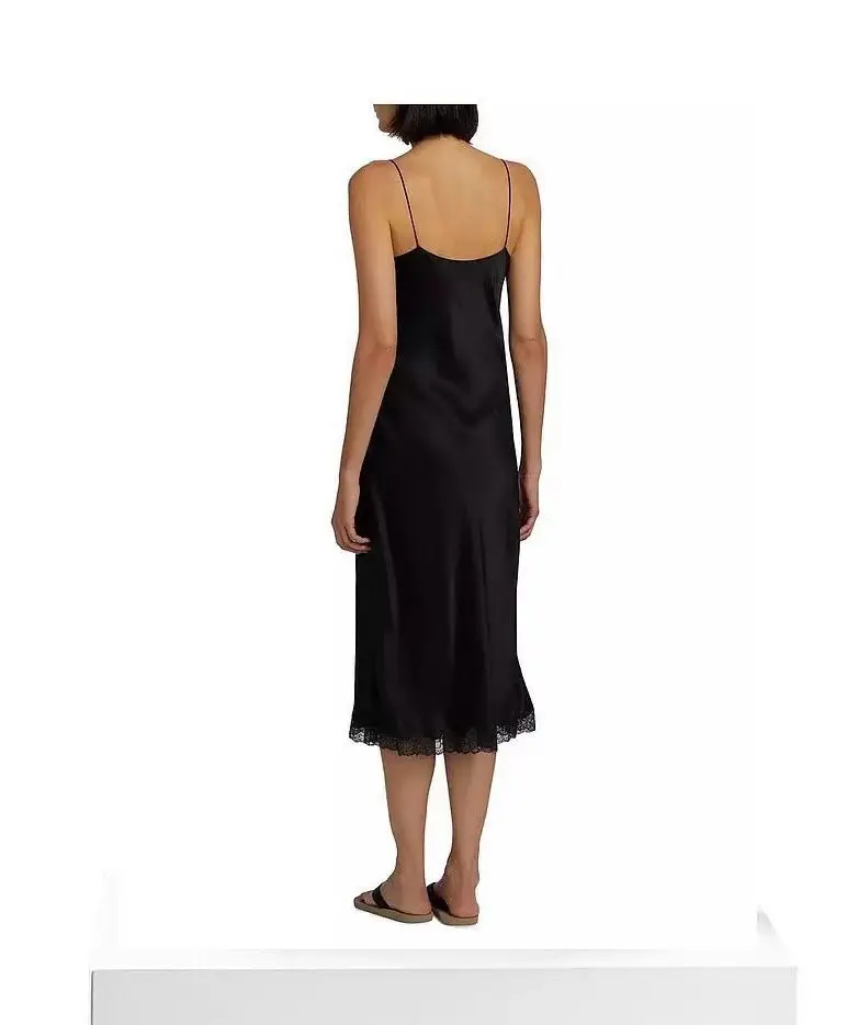 Lace-Trimmed Silk Slip Midi Dress D17023752 — view 9