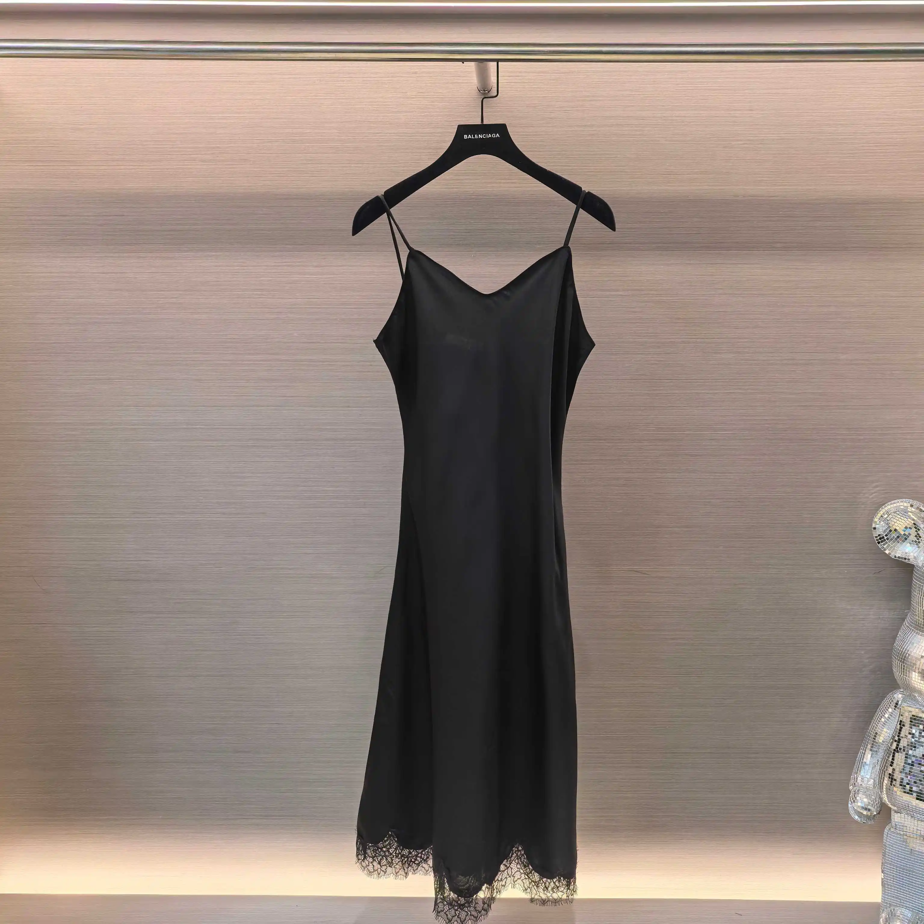 Lace-Trimmed Silk Slip Dress D17023751