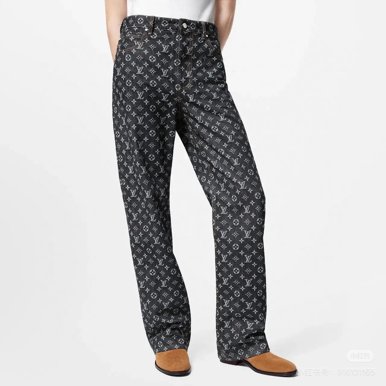 Monogram Jacquard Straight-Leg Jeans D18013848 — view 8