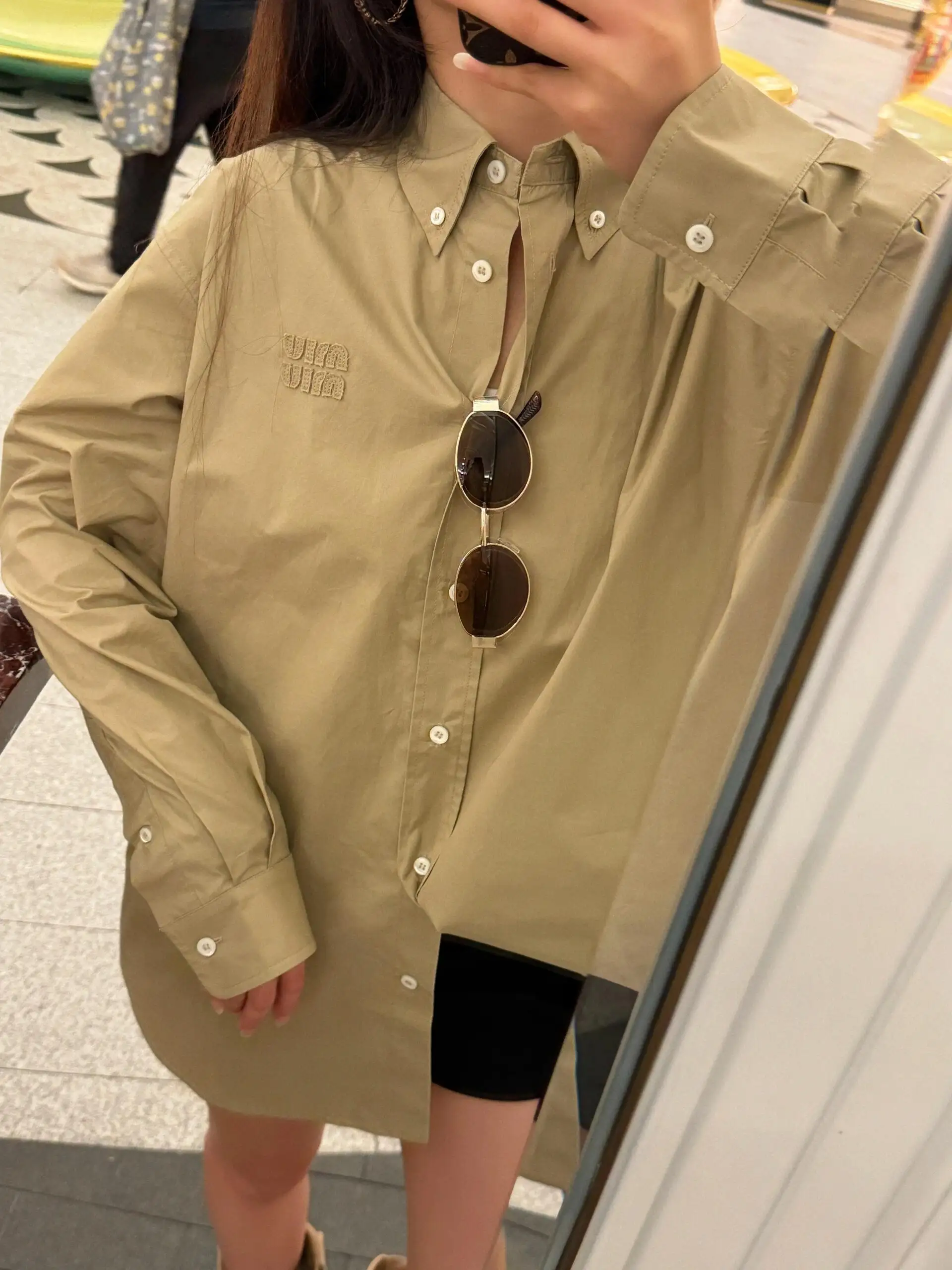 Logo Embroidered Oversized Cotton Shirt D18523750 — view 6