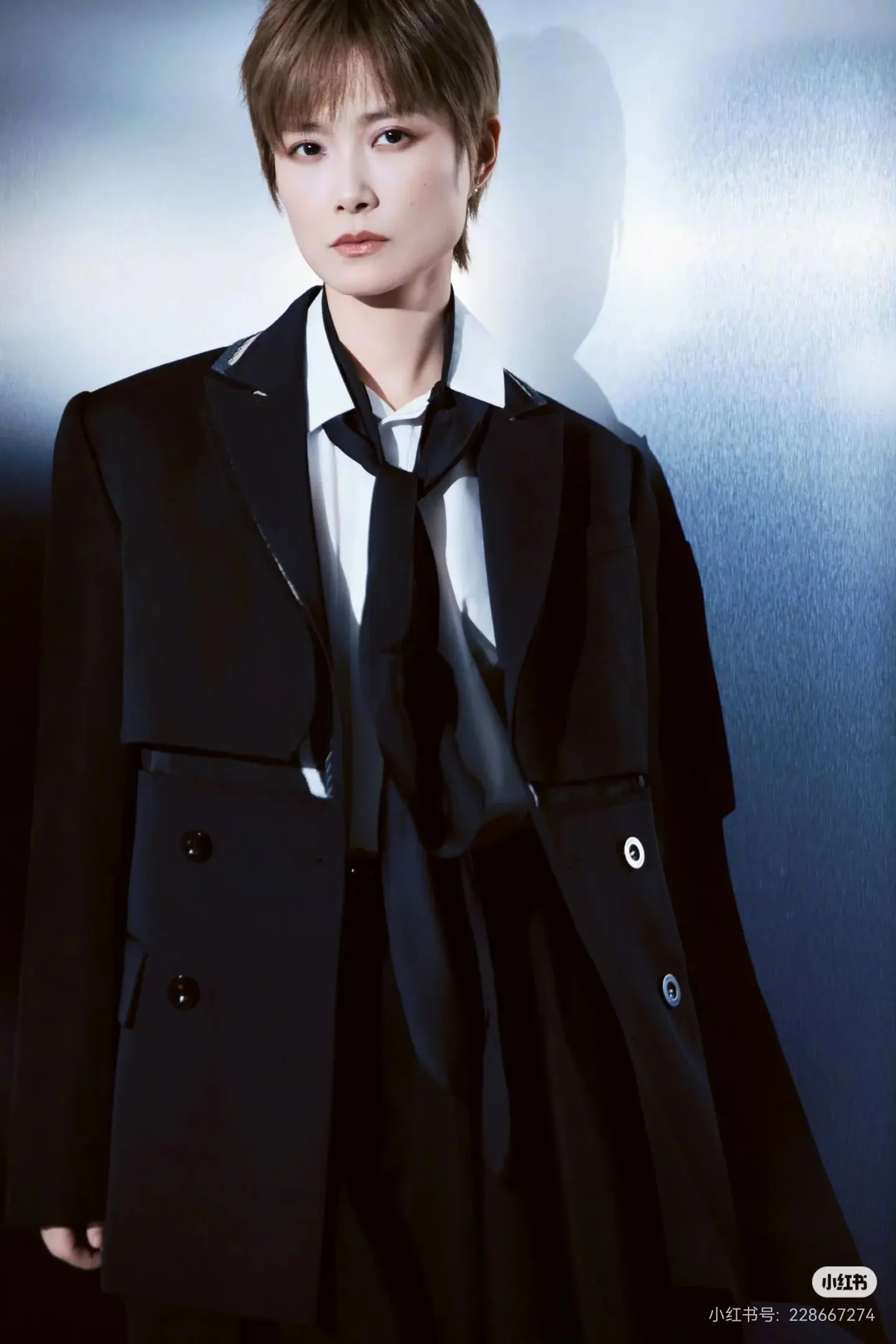 Tie-Neck Poplin Shirt with Chiffon Scarf D18523712 — view 4
