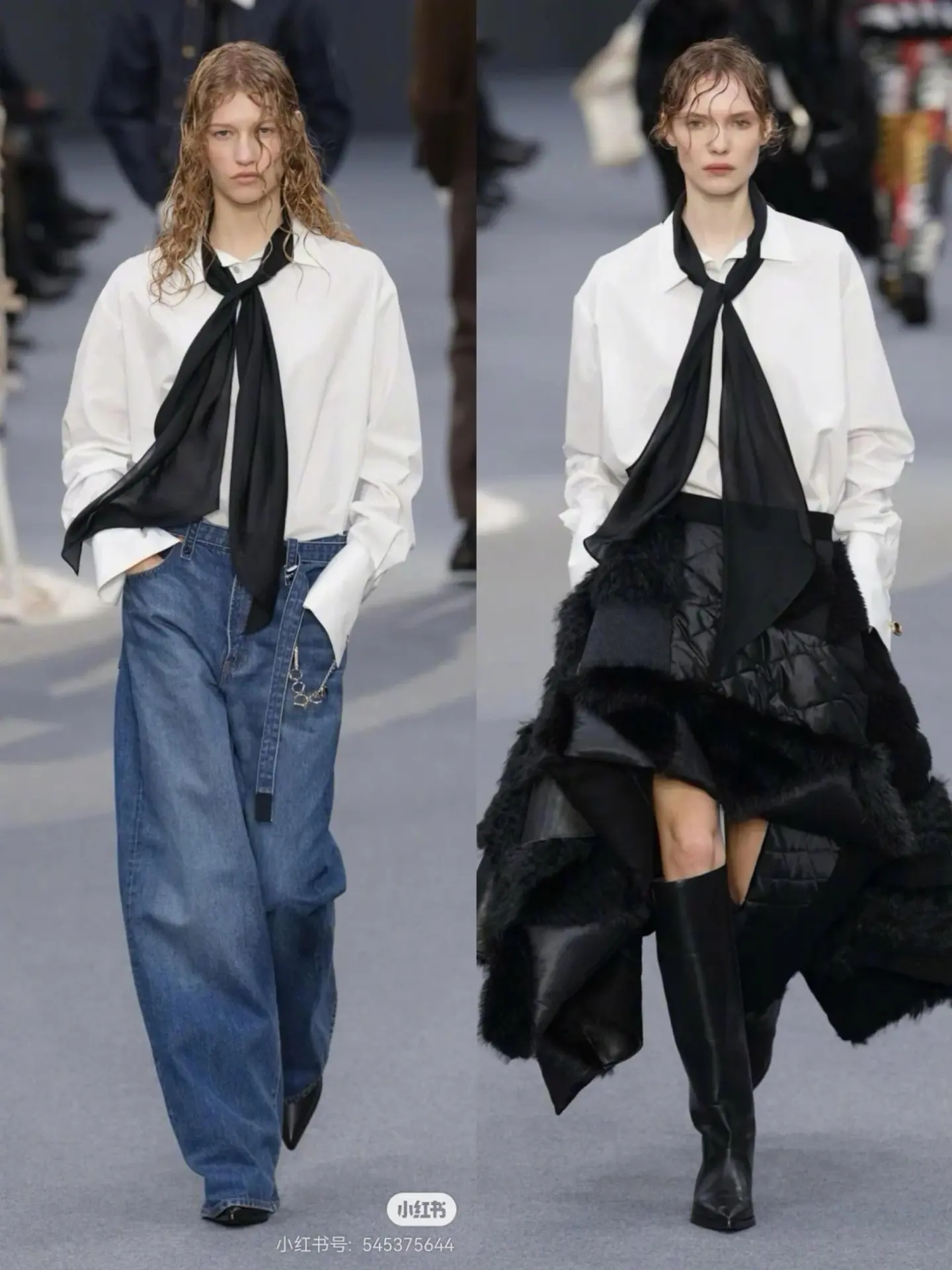 Tie-Neck Poplin Shirt with Chiffon Scarf D18523712 — view 8