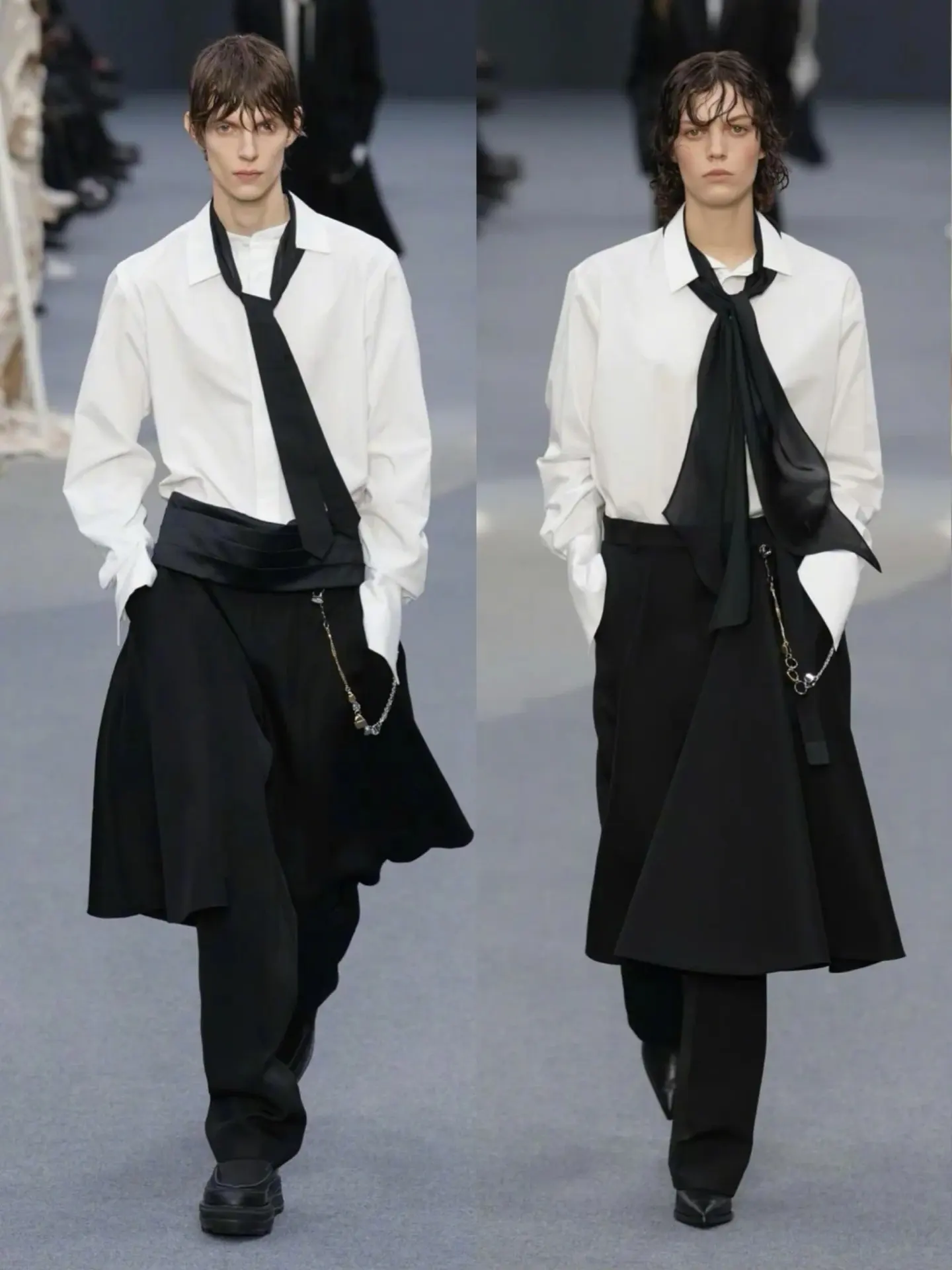 Tie-Neck Poplin Shirt with Chiffon Scarf D18523712 — view 9
