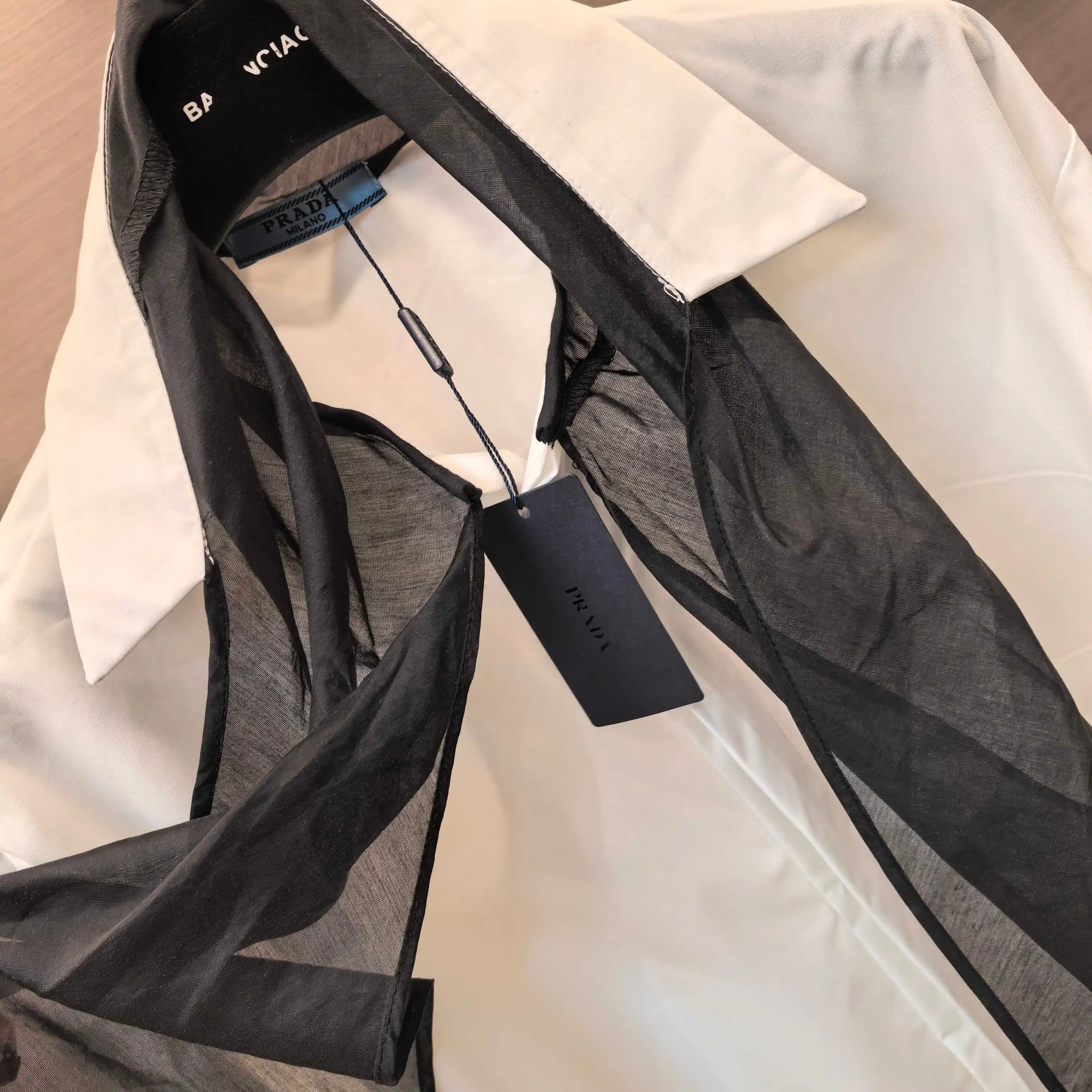Tie-Neck Cotton-Blend Poplin Shirt D18523711 — view 4
