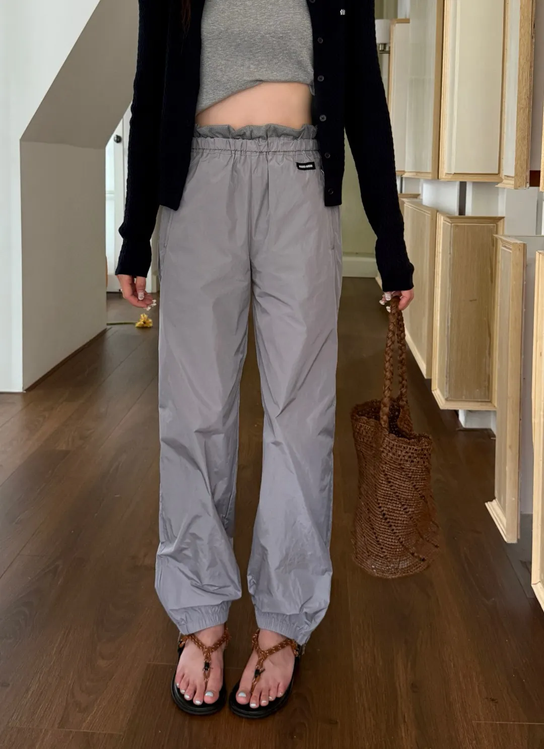 Logo-Patch Technical Silk Track Pants D19023810 — view 2