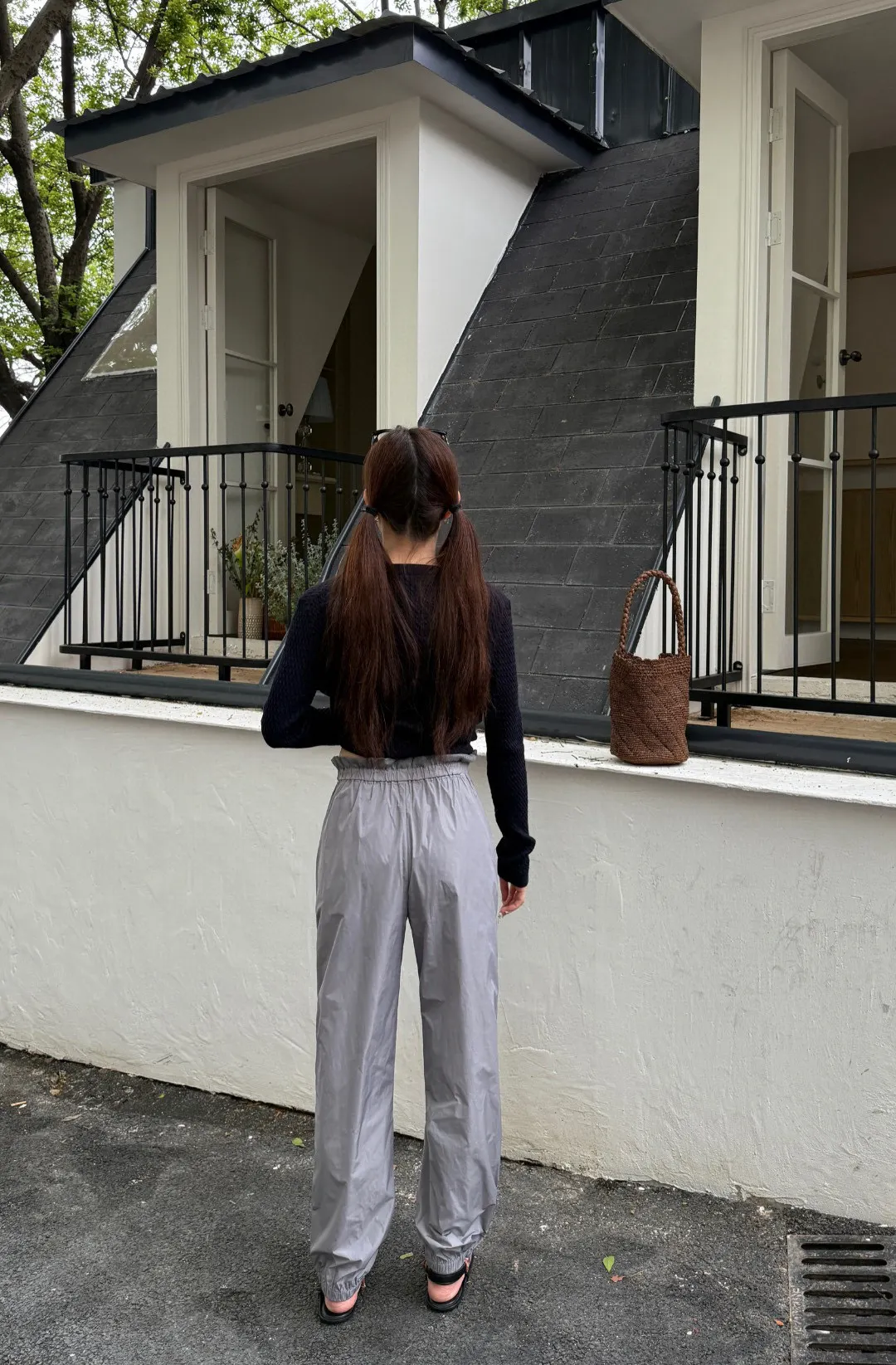Logo-Patch Technical Silk Track Pants D19023810 — view 3
