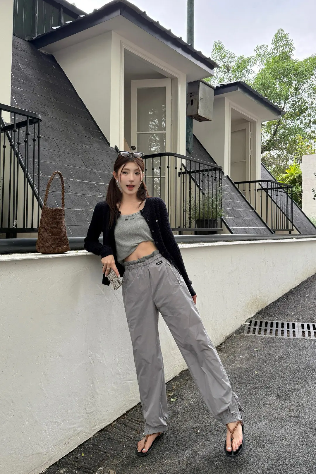 Logo-Patch Technical Silk Track Pants D19023810 — view 6