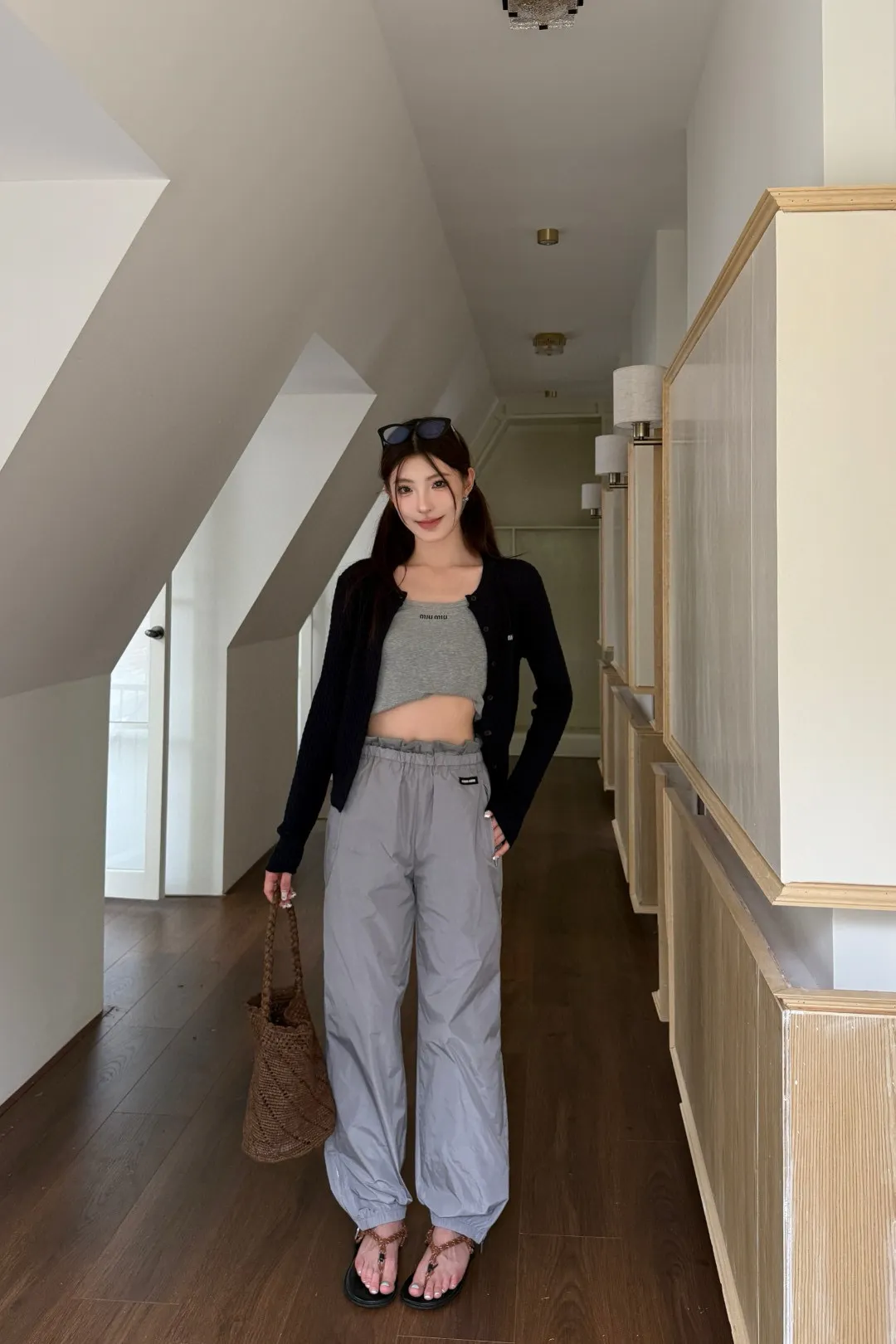 Logo-Patch Technical Silk Track Pants D19023810 — view 7