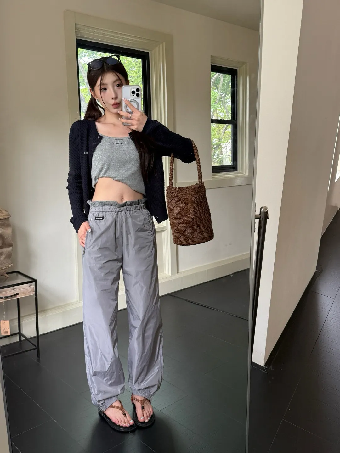 Logo-Patch Technical Silk Track Pants D19023810 — view 8