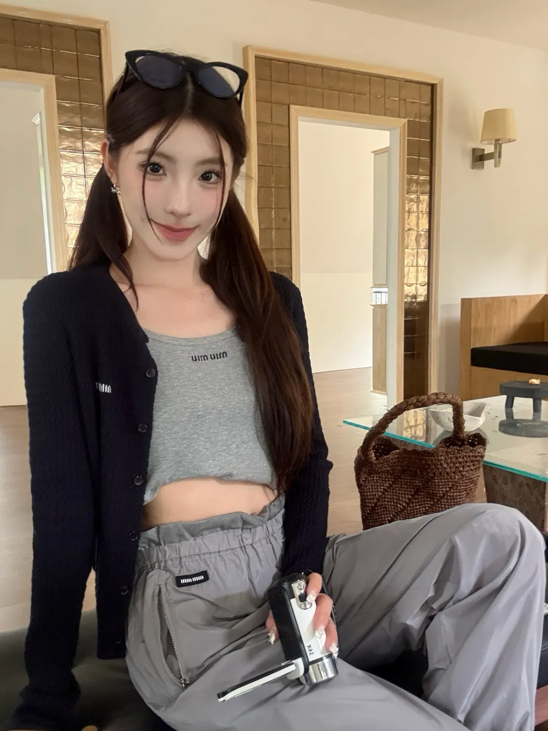 Logo-Patch Technical Silk Track Pants D19023810 — view 9