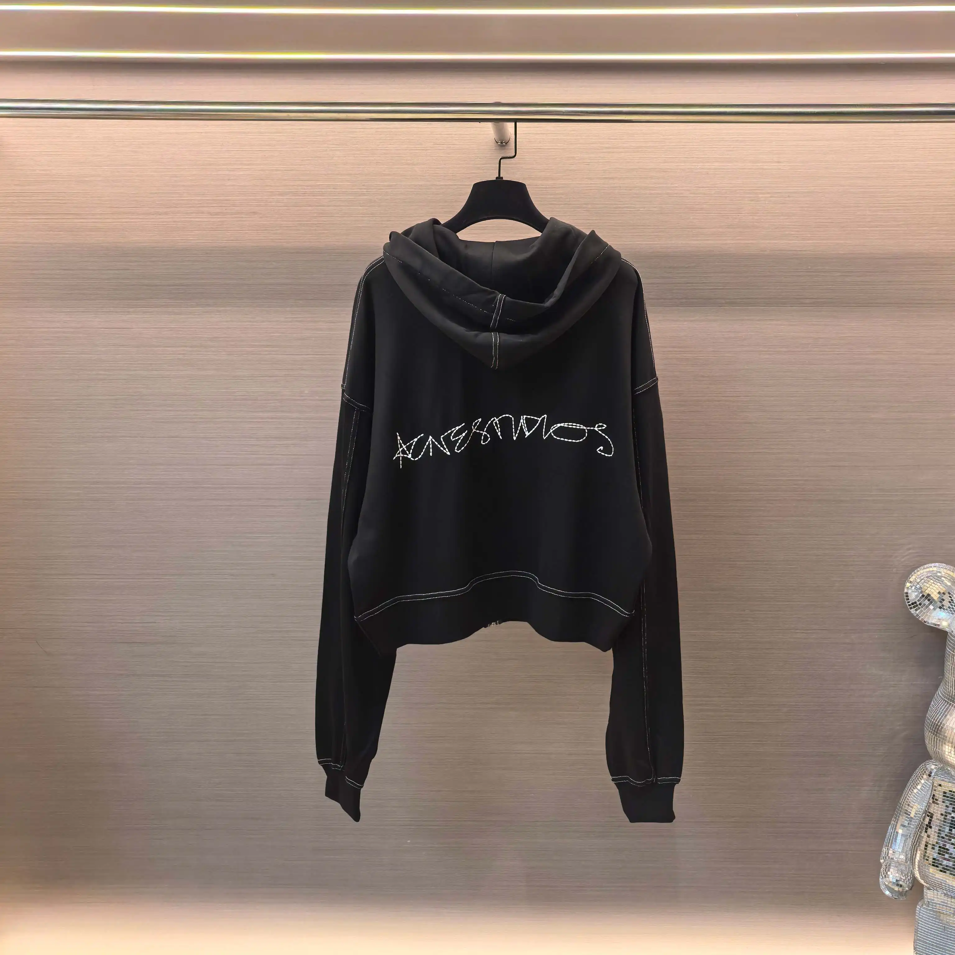 Acne Studios Logo Embroidered Zip-Up Hoodie D20523669 — view 3