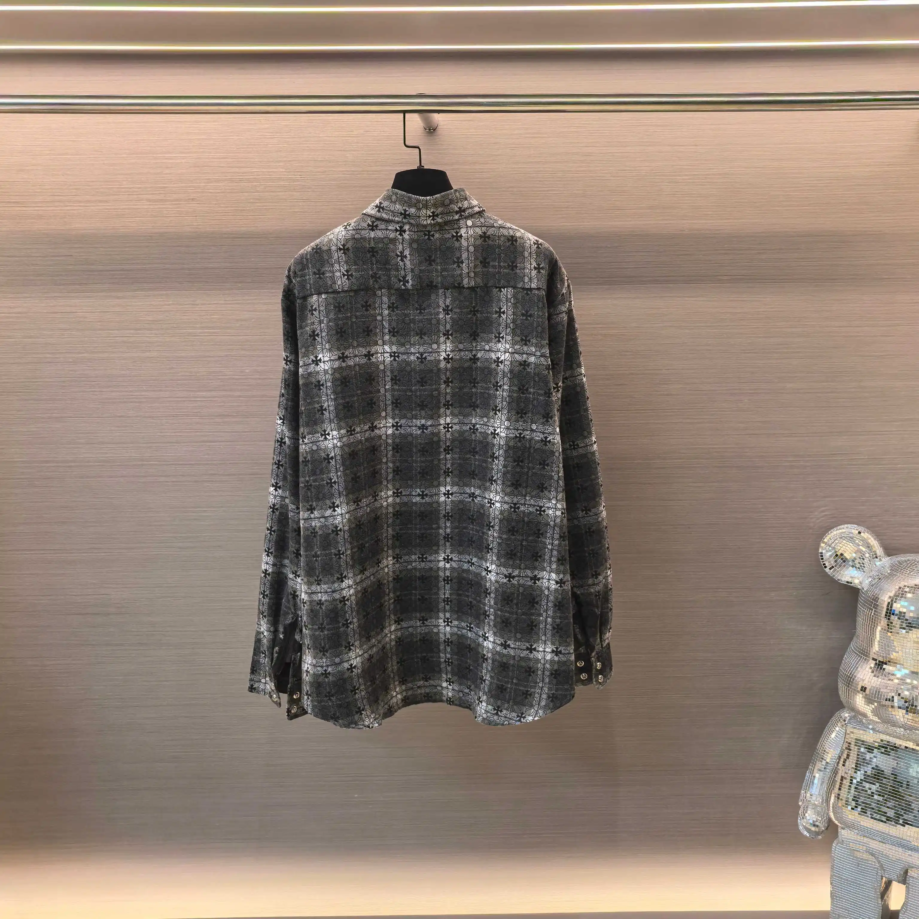 Chrome Hearts Plaid Flannel Shirt with Leather Cross Patches D21523783 — view 2