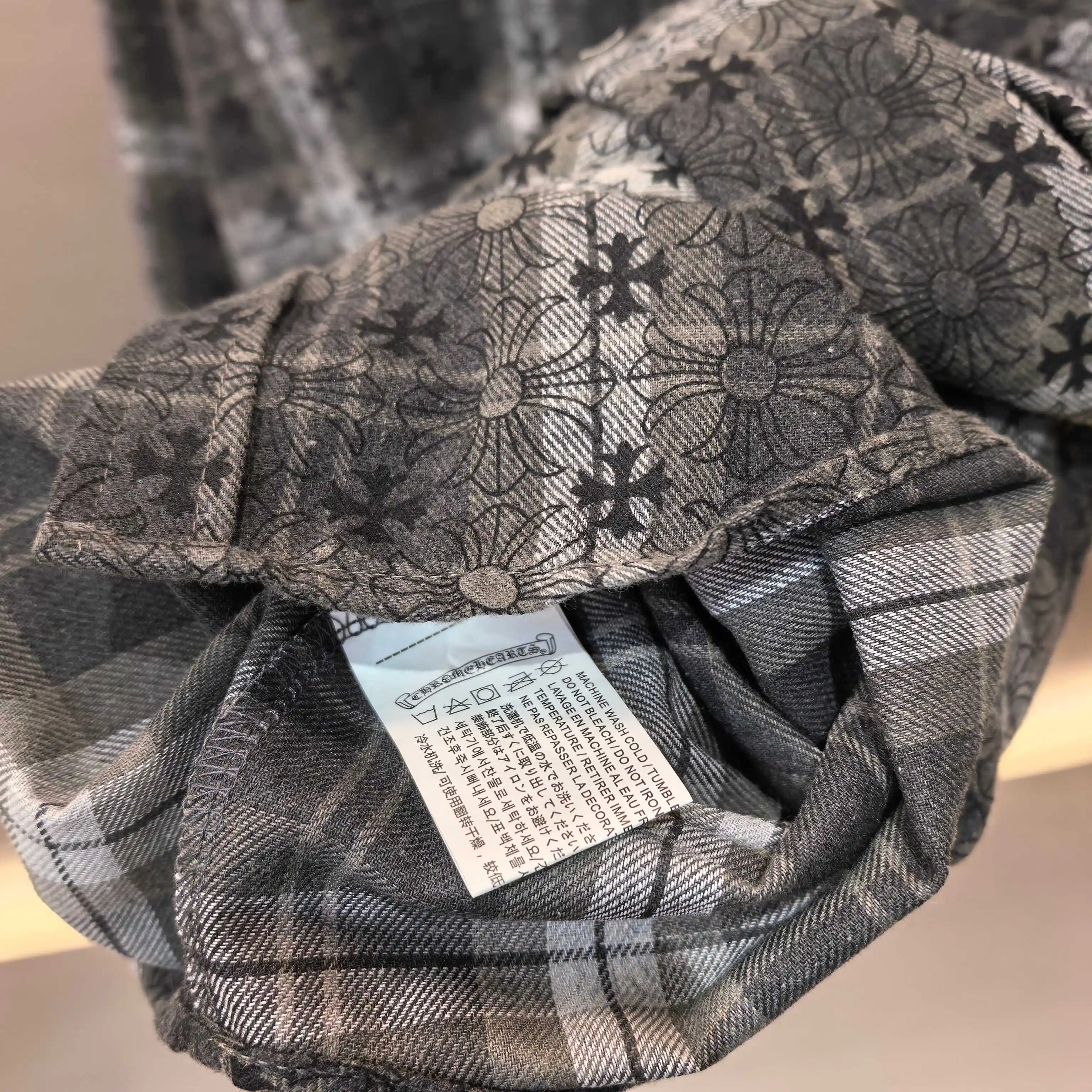 Chrome Hearts Plaid Flannel Shirt with Leather Cross Patches D21523783 — view 6