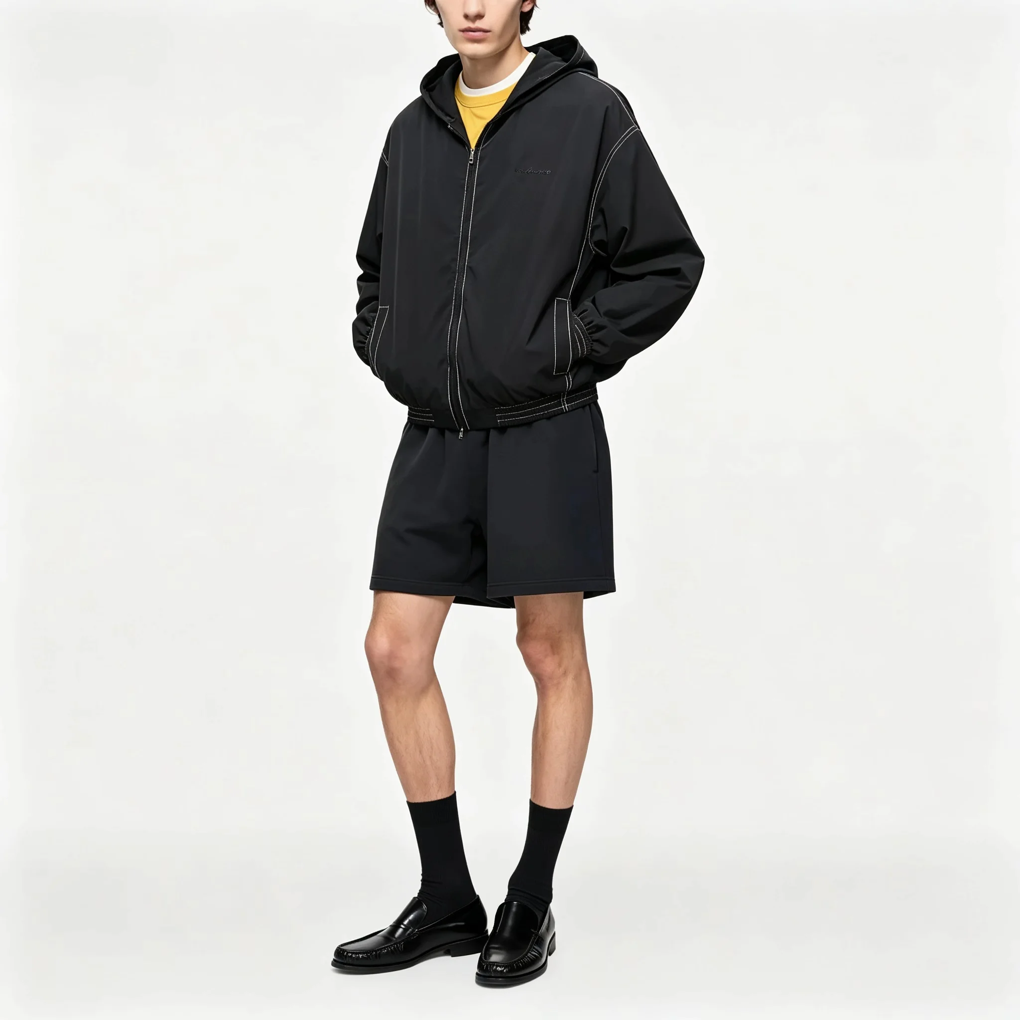 Contrast Stitch Hooded Zip-Up Jacket D22023642 — view 4