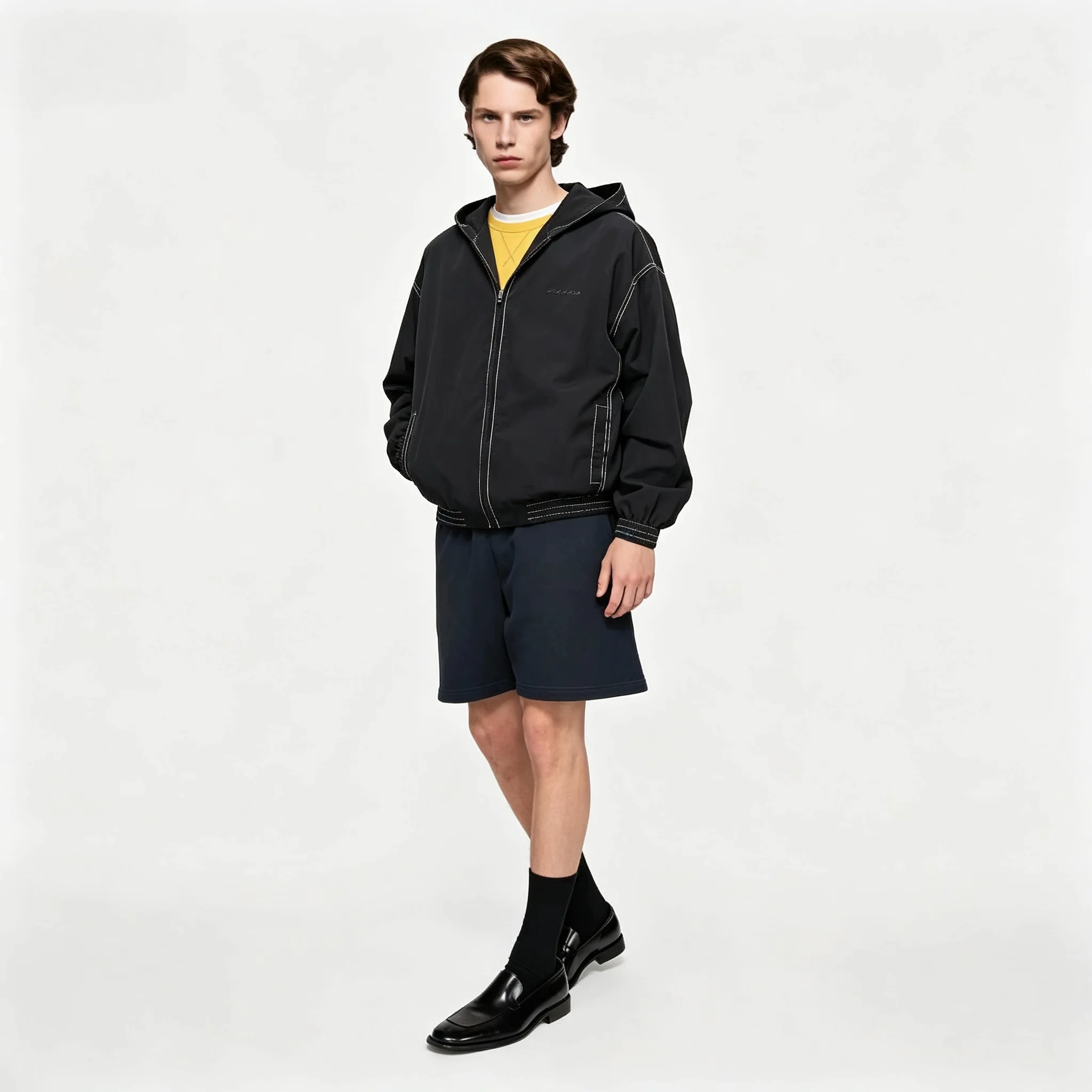 Contrast Stitch Hooded Zip-Up Jacket D22023642 — view 8