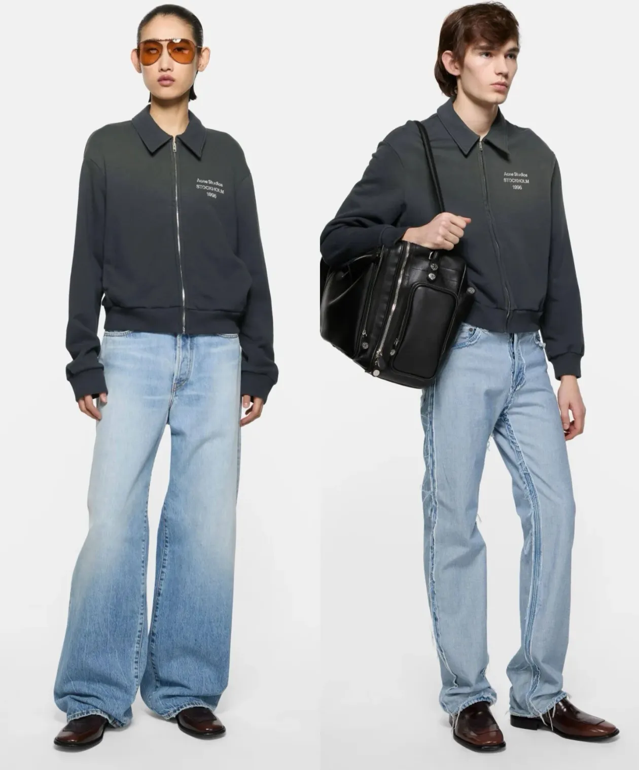 Logo-Print Faded Zip-Up Sweatshirt D22523698