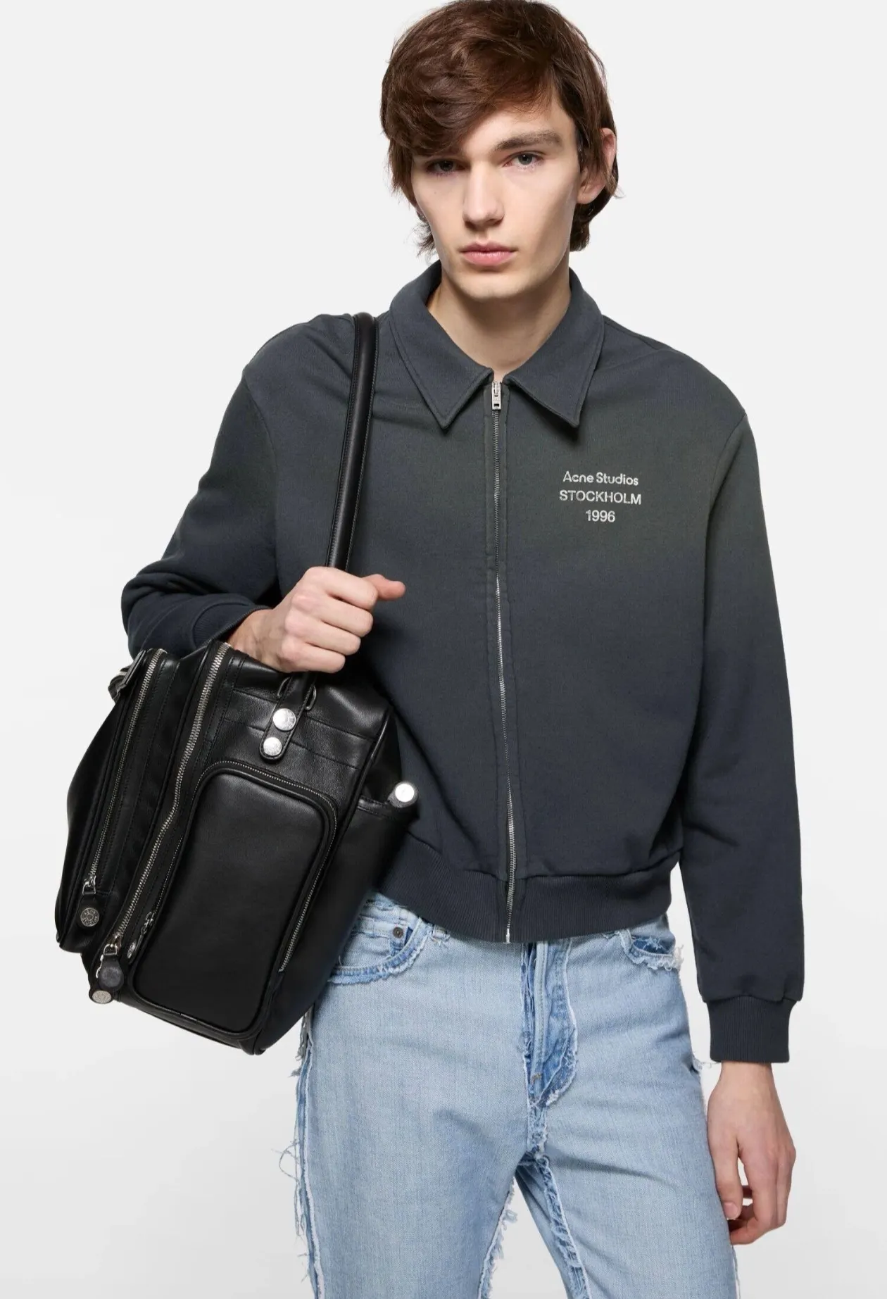 Logo-Print Faded Zip-Up Sweatshirt D22523698 — view 2