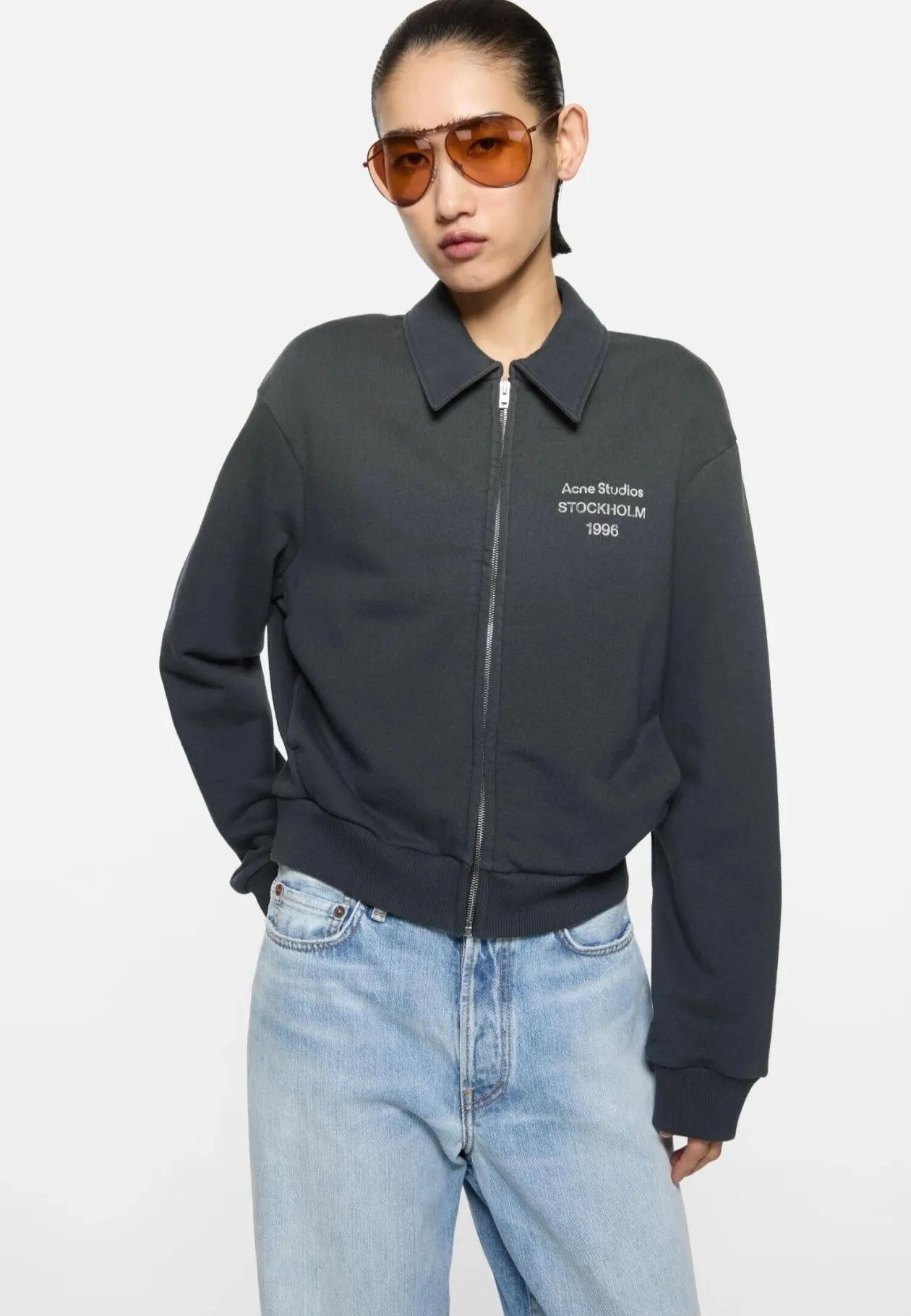 Logo-Print Faded Zip-Up Sweatshirt D22523698 — view 3