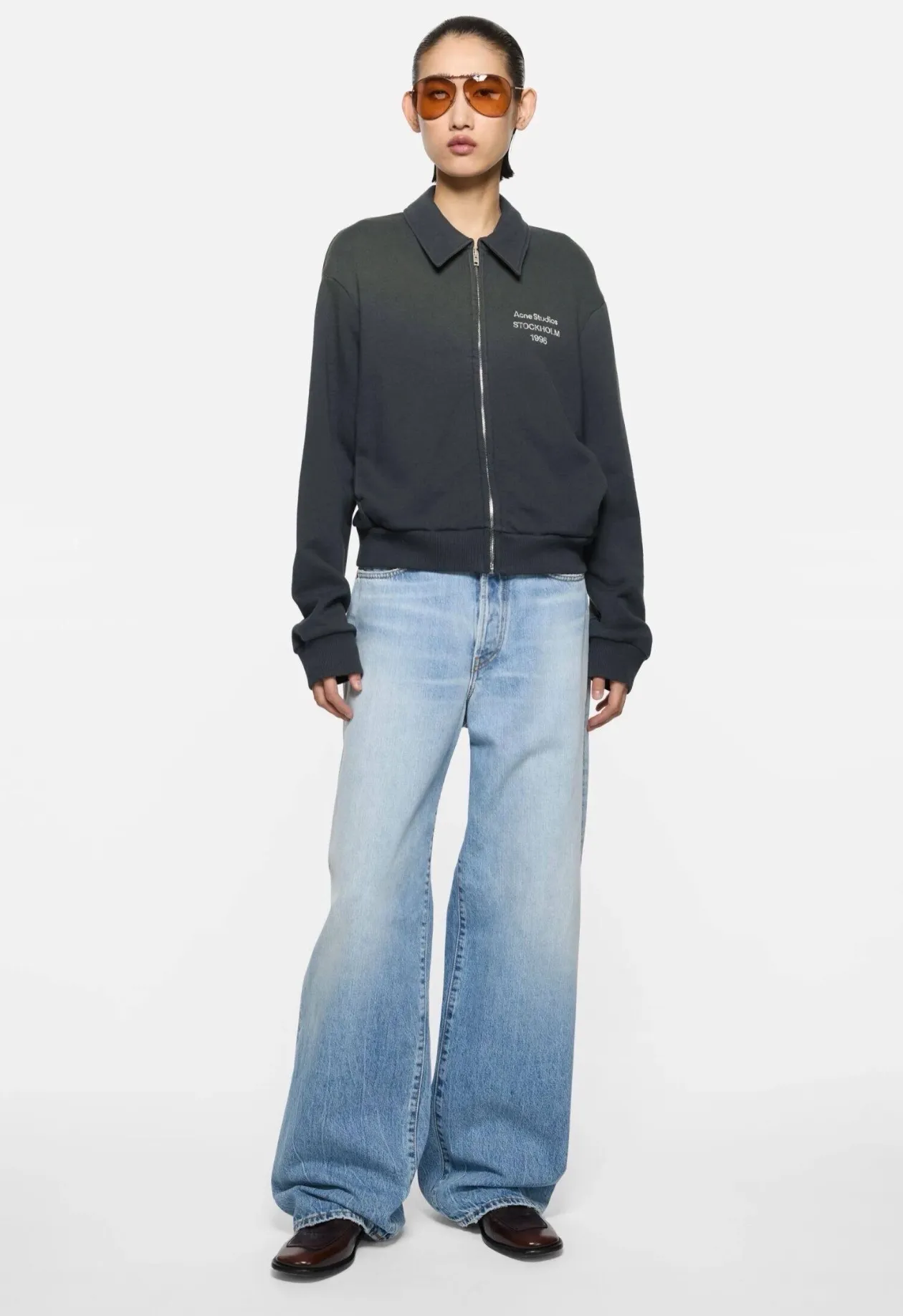 Logo-Print Faded Zip-Up Sweatshirt D22523698 — view 6